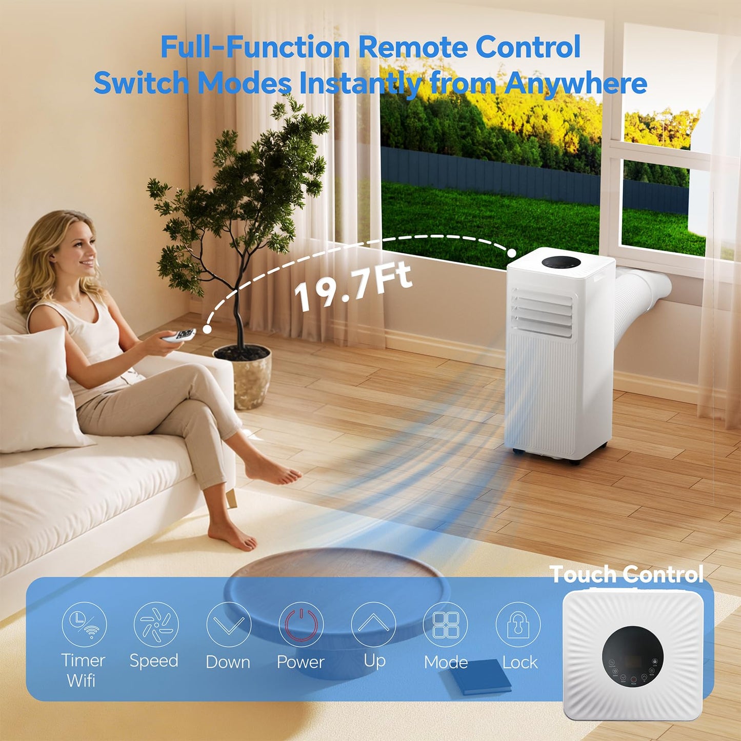 Eastdream 16000 BTU Portable Air Conditioner for Rooms Up to 850 Sq. Ft., Smart WiFi AC Unit with App & Remote, 5-in-1 Cooling, Dehumidifier, Fan, Sleep Mode, 24H Timer, Window Kit Included