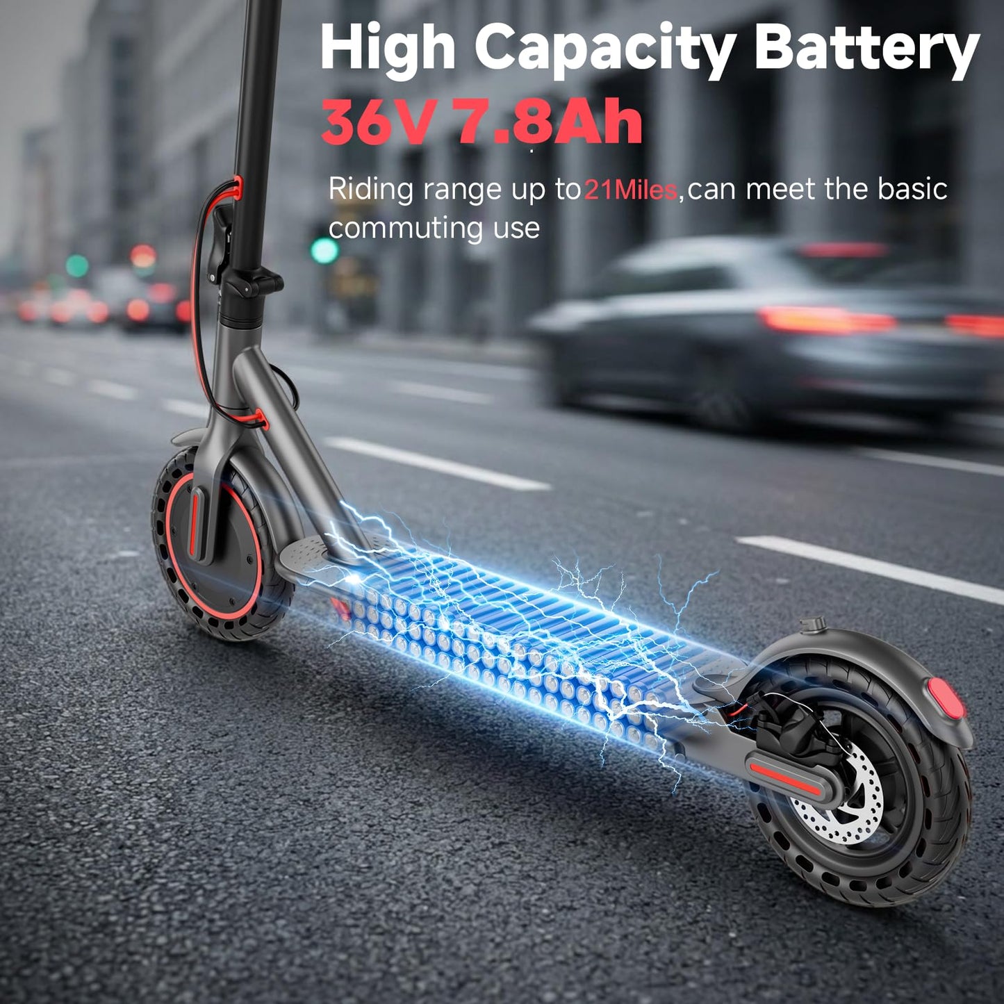 Roinside Scooter for Adults- 8.5" Solid Tires/350W Motor, 19 MPH Digital Display, Up to 21 Miles Long-Range Commuting Folding E-Scooter for Adults with Dual Braking System, App Control