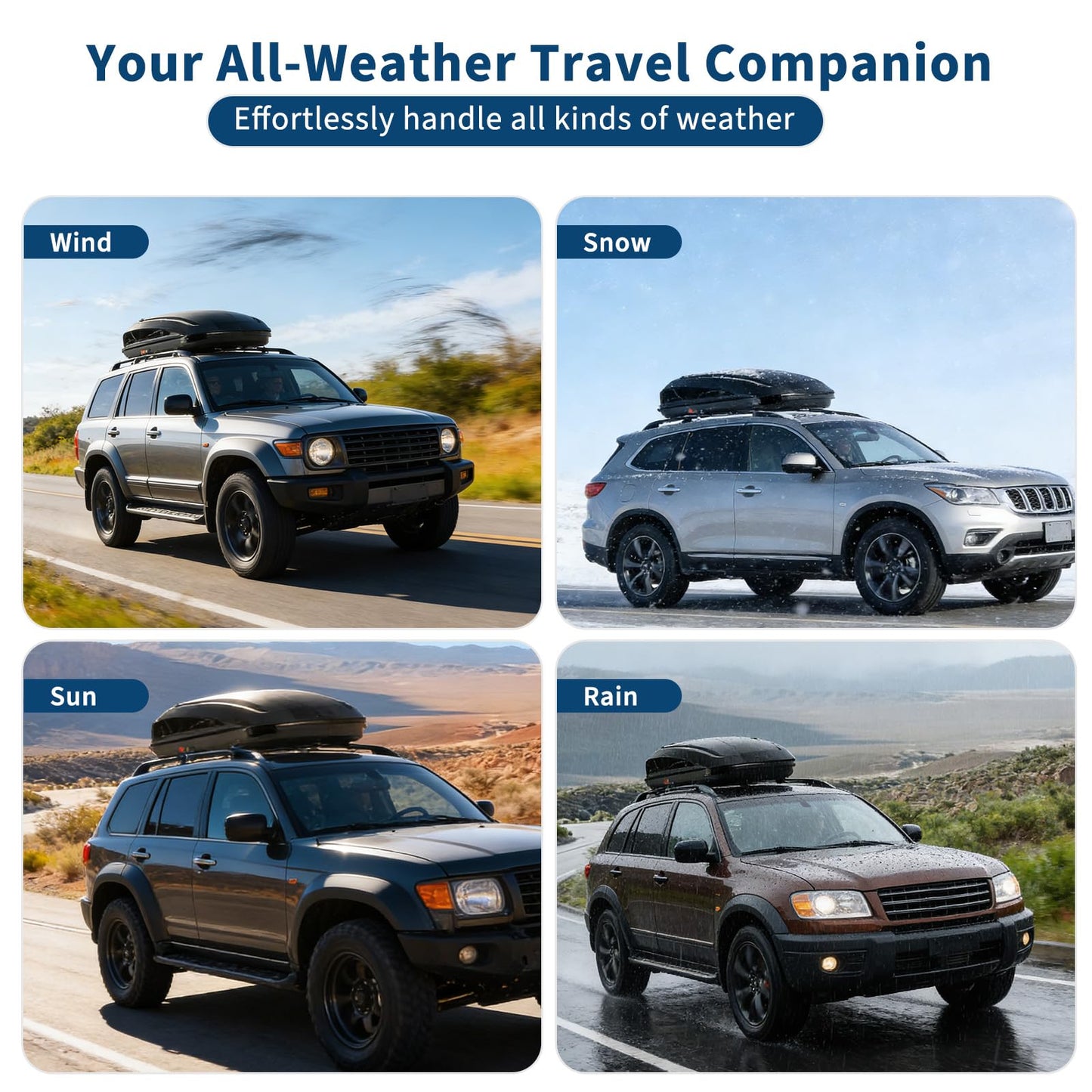 Rooftop Cargo Box Carrier, 17 Cu ft Hard Shell Rooftop Cargo Carrier - Dual-Side Opening, Universal Car/SUV Fit, Waterproof ABS Material, 165Lbs Capacity w/Secure Straps & Keys