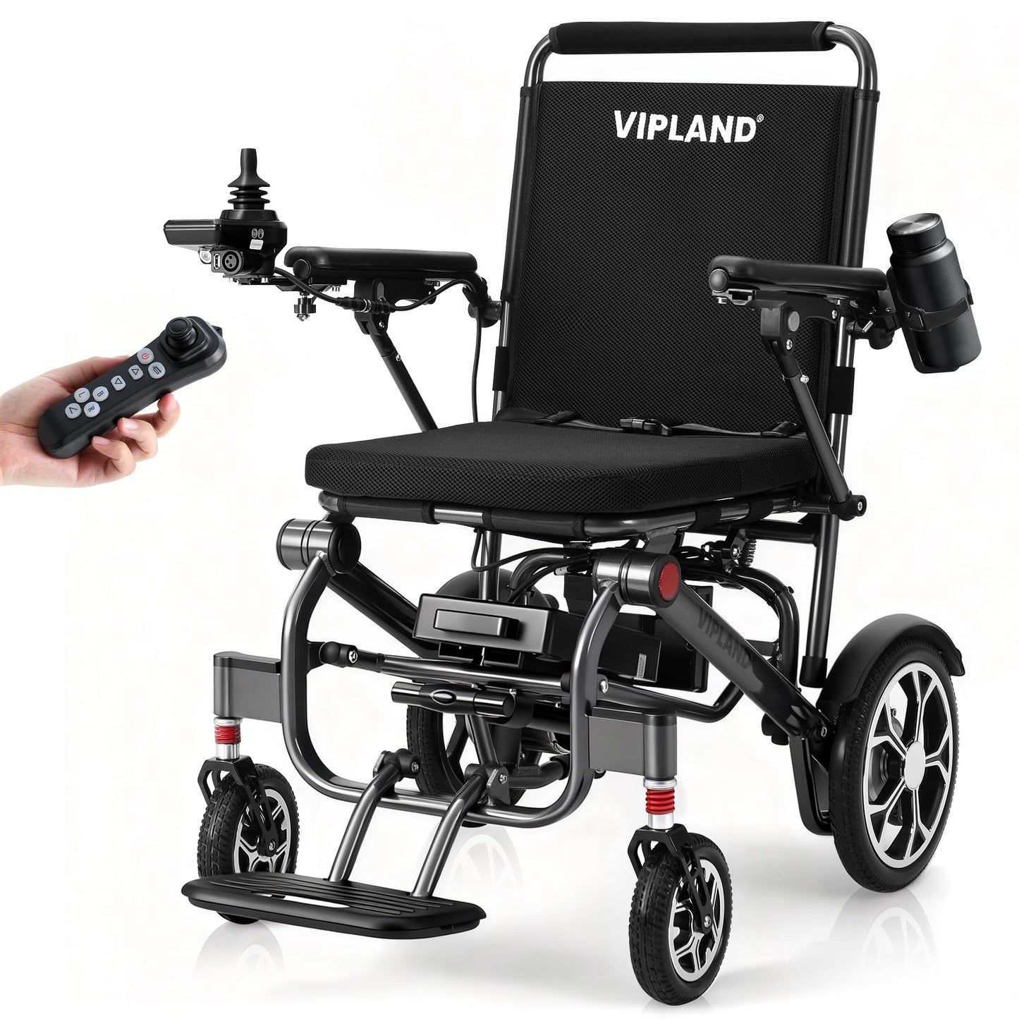 VIPLAND Electric Wheelchair for Adults, Lightweight Foldable Power Wheelchair, 15 Miles Long Travel Range, Dual Motors 400W, 300lbs Capacity, Removable Battery, All Terrain, Airline Approved 36lb