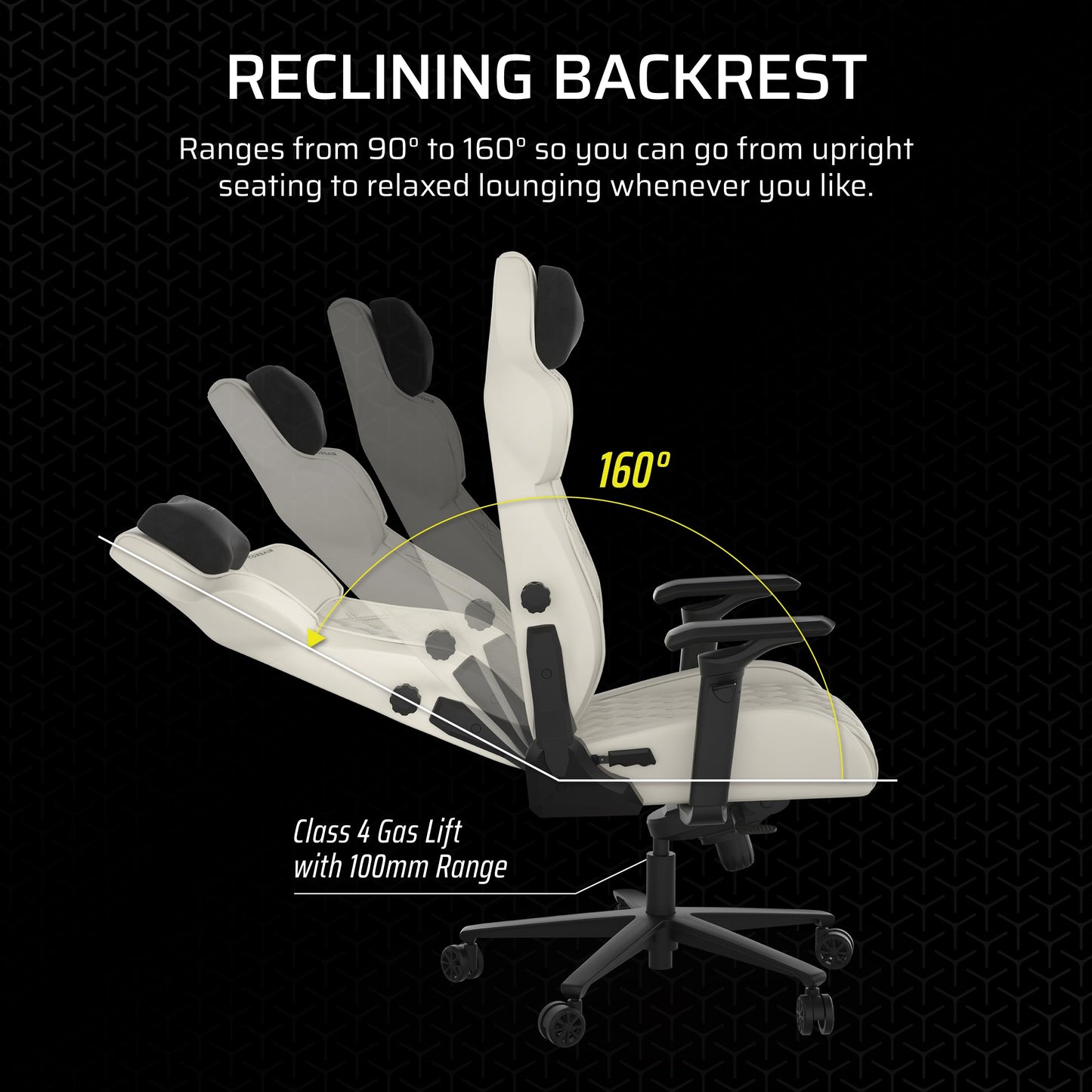 Corsair TC500 Luxe Gaming Chair – Premium Breathable Fabric – Wide Seat – Five-Way Adjustable Armrests – Adjustable Built-in Lumbar Support – 90-135 Degree Recline – Frost