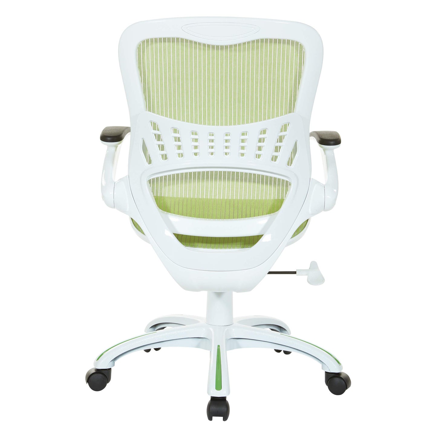 OSP Home Furnishings Riley Ventilated Manager's Office Desk Chair with Breathable Mesh Seat and Back, White Base with Green