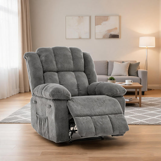 Oversized Recliner Chair for Adult,150°Recliner Chairs Ergonomic Nursery Chairs, Extra Wide Manual Recliners,Fabric Upholstery Soft Sofa Chair for Livingroom,Bedroom,Gray