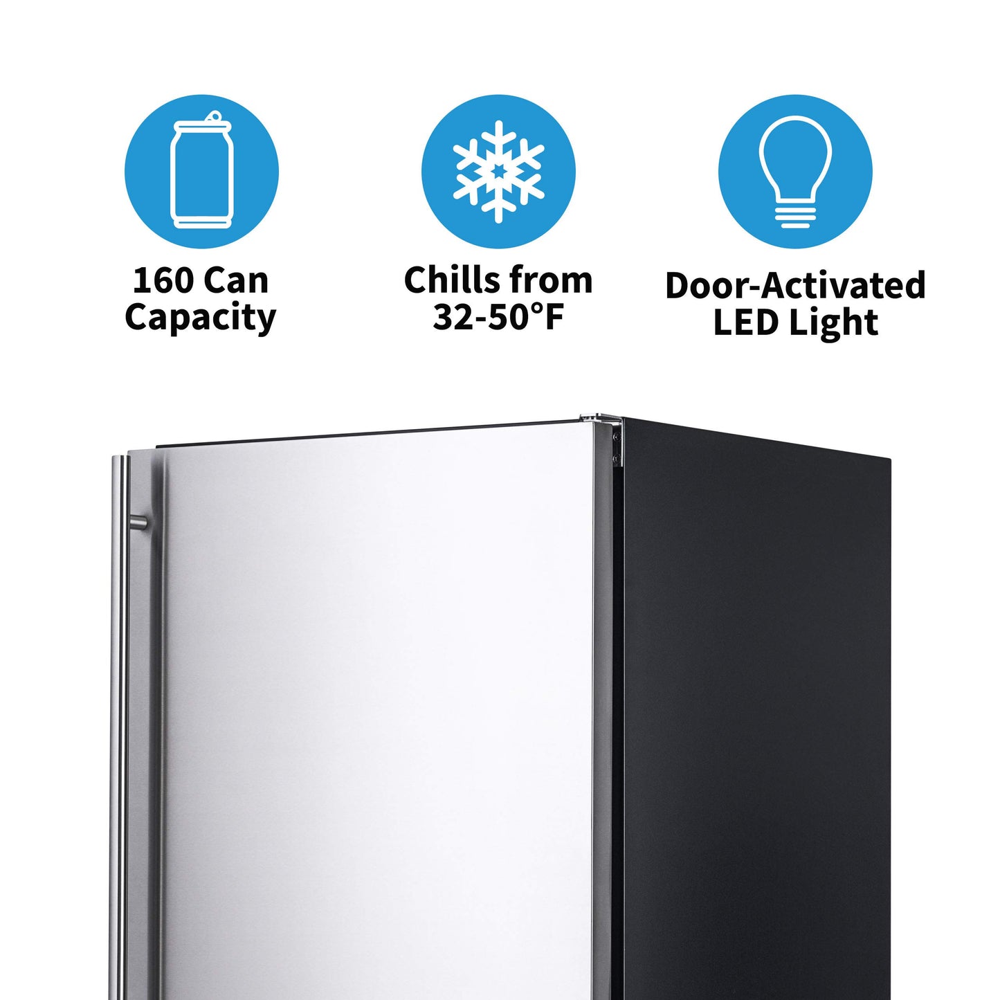 NewAir 24” Outdoor Beverage Fridge | Freestanding or Built-In Under counter Refrigerator for Outside Patio | Weatherproof Outdoor Fridge for 160 Cans with Auto-Closing Door | Stainless Steel