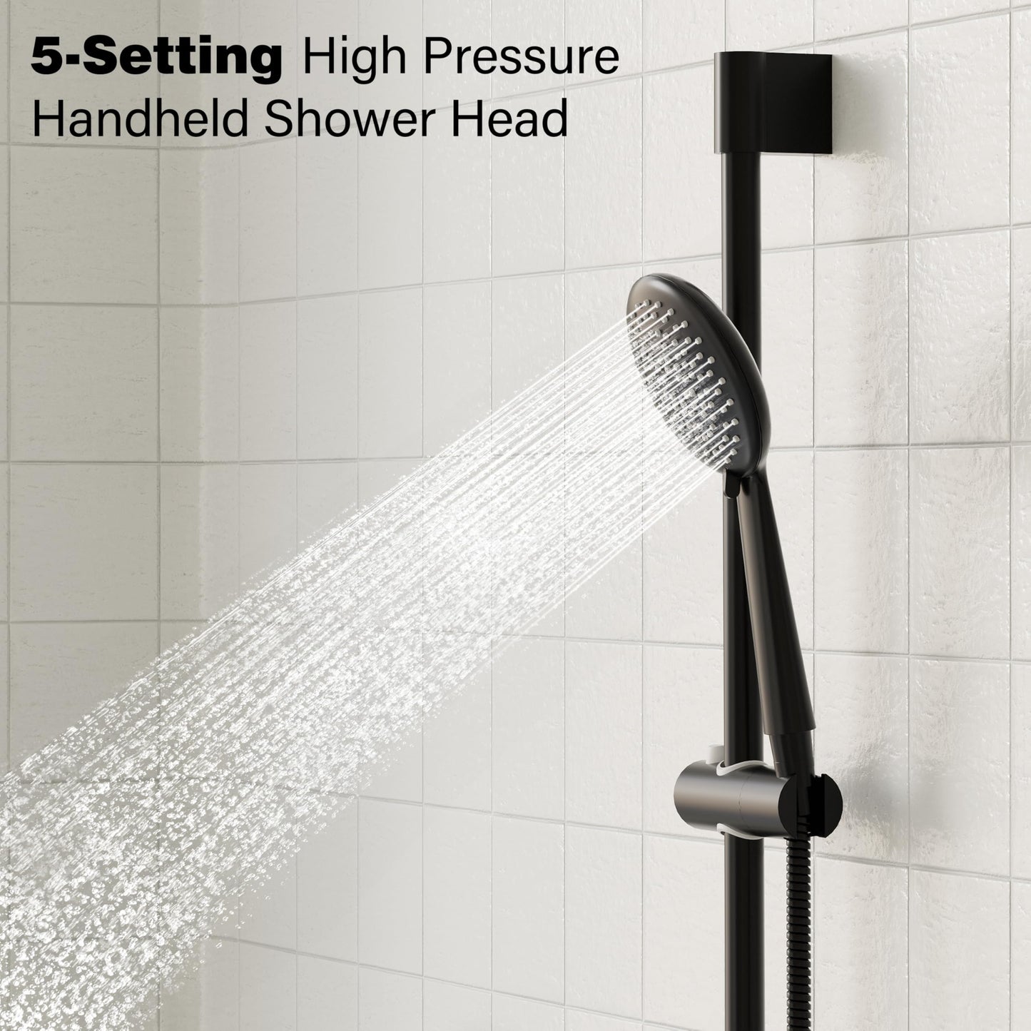 Gabrylly Shower System, High Pressure 12" Rain Shower Head with Handheld Shower,Wall Mounted Slide Bar Shower Faucet Set Complete, Shower Combo Set with Shower Valve,Matte Black