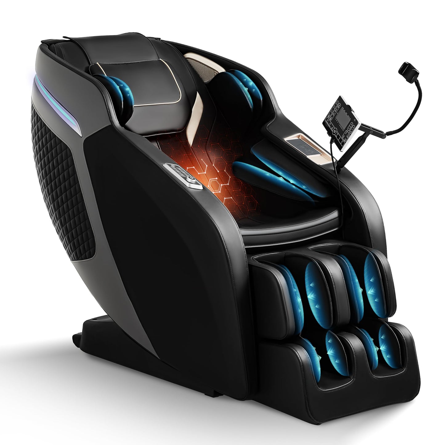 Luxury 4D Full Body Massage Chair with Calf Kneading, Zero Gravity SL-Track Shiatsu Recliner ,18 Auto Modes & 6 Massage Techniques,Lumbar & Calf Heating,Foot Roller,Voice/App/Touch Control,Body Scan