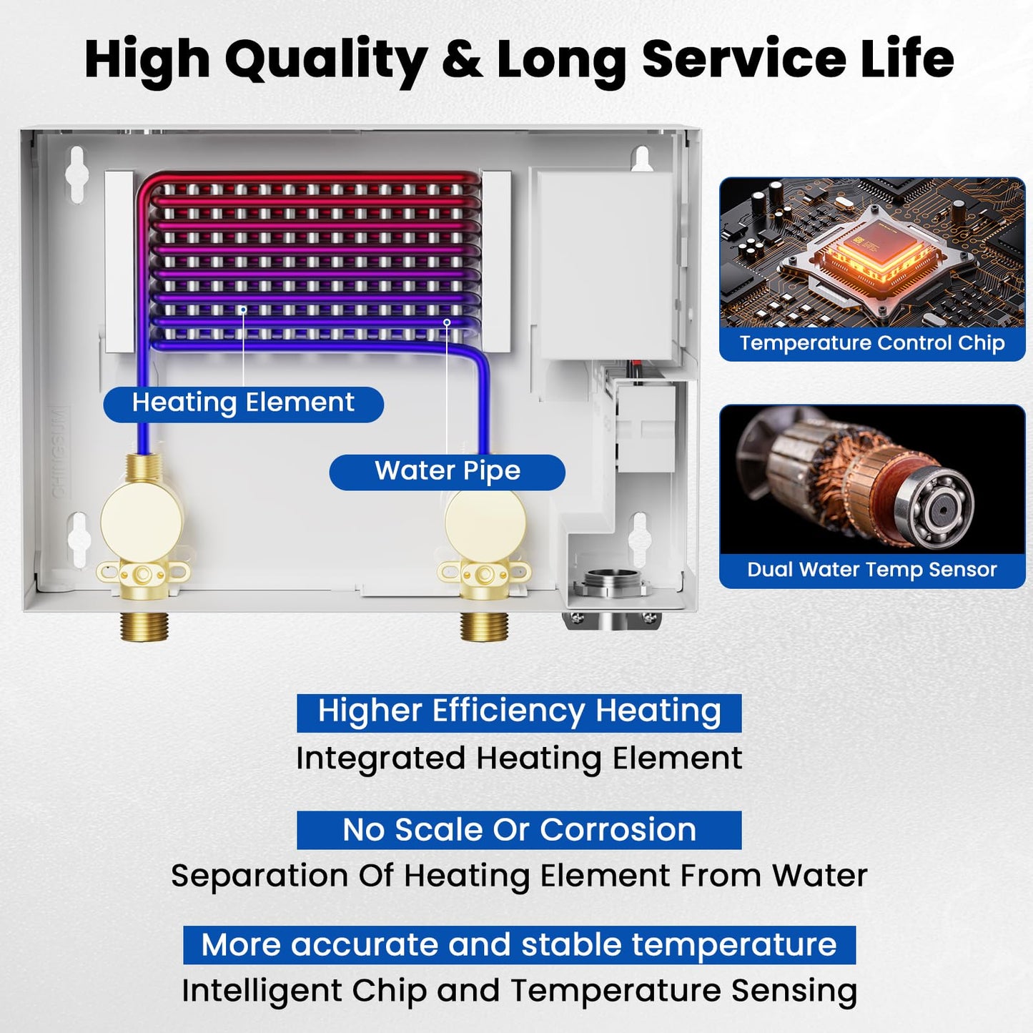 Tankless Water Heater Electric, 13kW 240Volt On Demand Instant Hot Water Heater with LED Digital Display Self-modulating, Overheating Protection, CSA Certified, Up to 3.38 GPM for 2-3 Point of Use