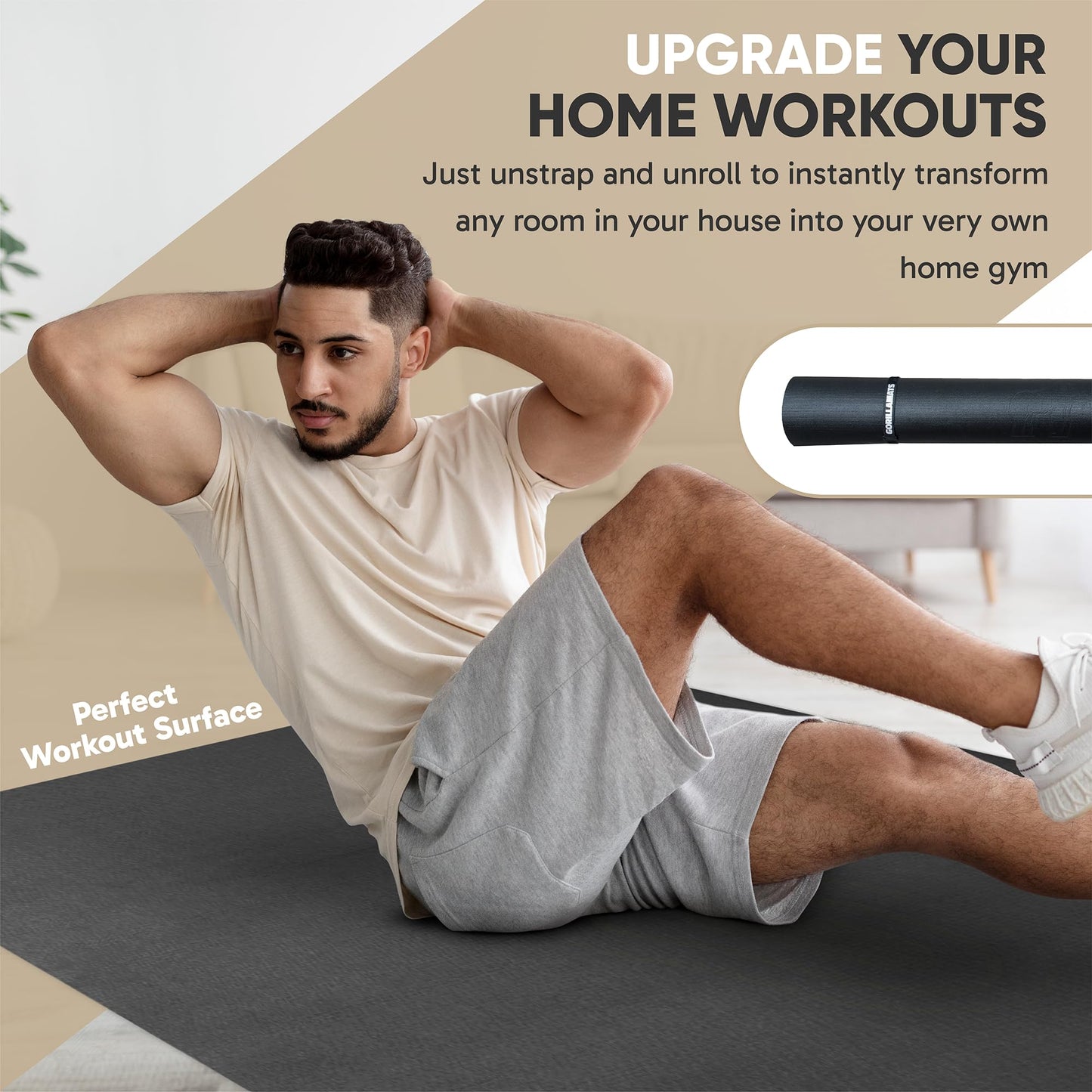 Gorilla Mats Large Exercise Mat – 6' x 4' x 1/4" – Ultra Durable Thick Workout Mat for Home Gym Flooring – Non-Slip, Flat, Fitness, Yoga & Weight Lifting Floor Mat – Shoe Friendly