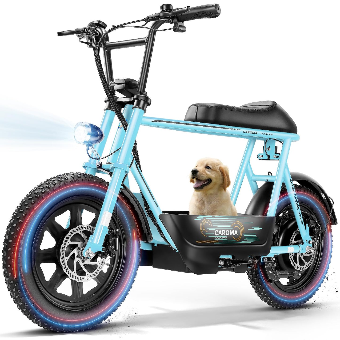Caroma Peak 560W Electric Scooters with Seat for Adults, 16" Fat Tire for All-Terrain, 15Miles Max Range, 20mph Top Speed, Commuter Escooter for Adults&Teens, Motorcycle Style with Carry Basket,Blue