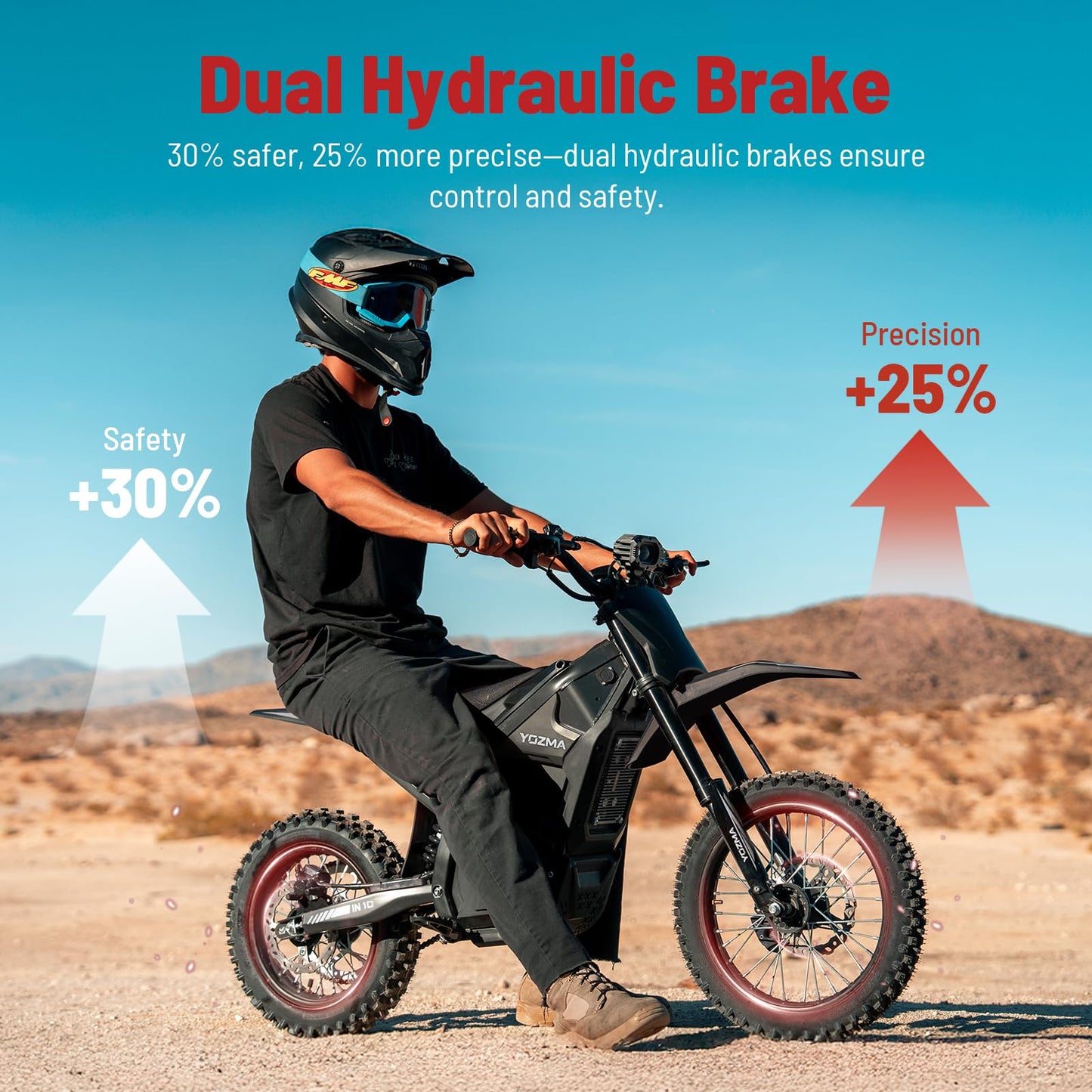 Yozma IN10 Electric Dirt Bike, 2600W 40MPH Electric-Motorcycle with 48V/23AH Battery Ebike, Full Hydraulic Brakes and Suspensions Mountain Off-Road E Dirt Bike, for Teens & Adults