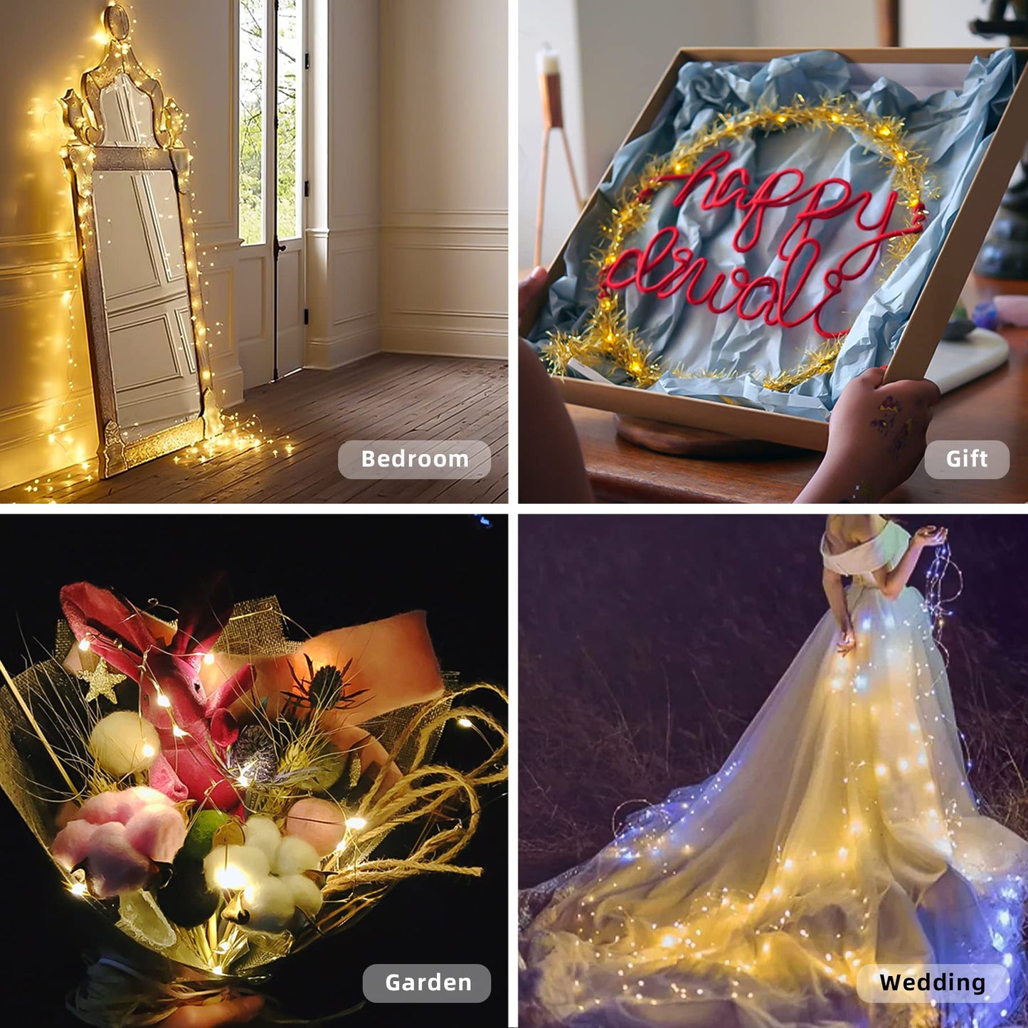 LIGHTOP Fairy Lights String Lights 20L Battery Operated Warm White 6.6ft Mini Copper Wire Indoor Waterproof for Bedroom Parties