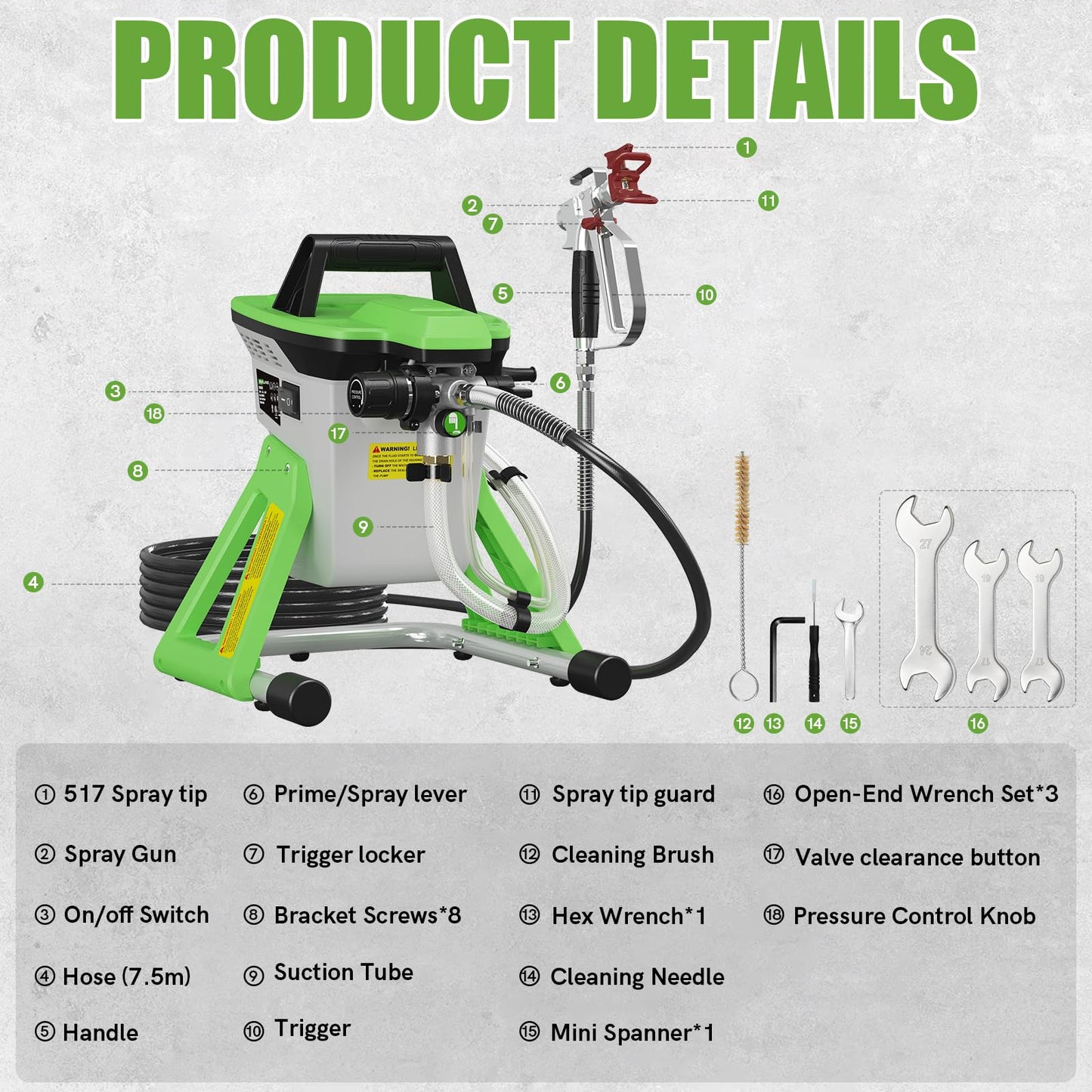 PHALANX 3000PSI Airless Paint Sprayer – Electric Paint Spray Gun for House Painting, Fences & Cabinets | High-Power Spray Gun Handles Latex, Oil, Stain