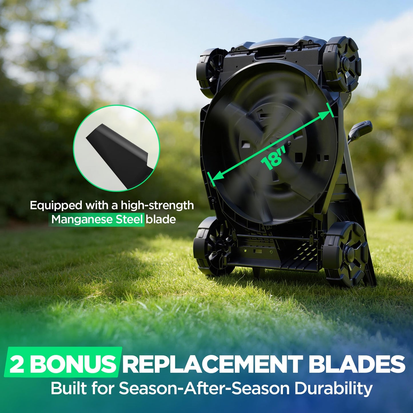 18" Electric Lawn Mower, 40V Self-Propelled Cordless Lawn Mower with 2x5.0Ah Batteries & Charger, Brushless Motor, 2-in-1 Mulching & Bagging, 6-Position Height Adjustment, for Small to Medium Yards