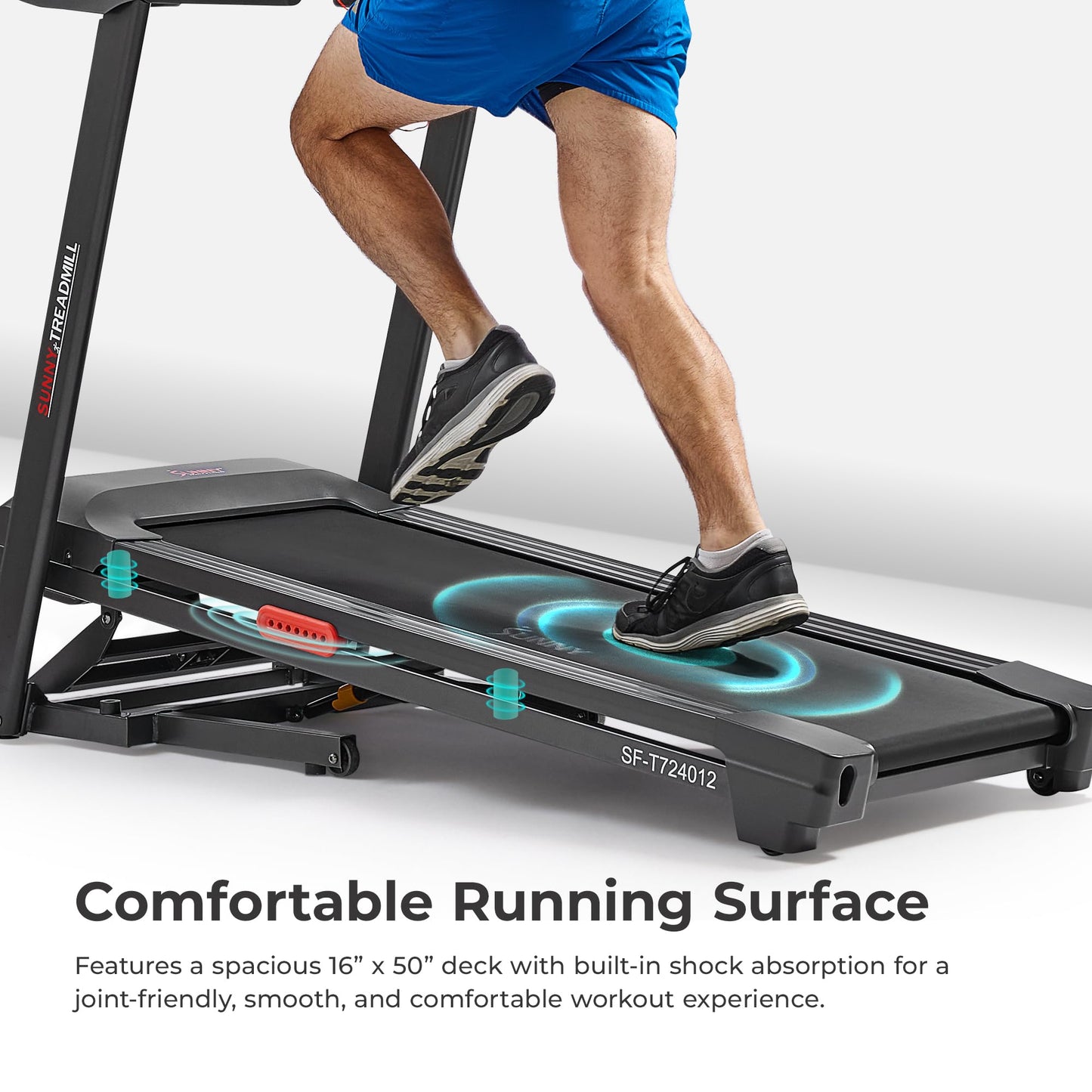 Sunny Health & Fitness Active 400 Smart Auto Incline Treadmill – Foldable Running Machine w/Bluetooth, Wi-Fi, 12% Incline, Shock Absorption & SunnyFit Fitness App - SF-T724012
