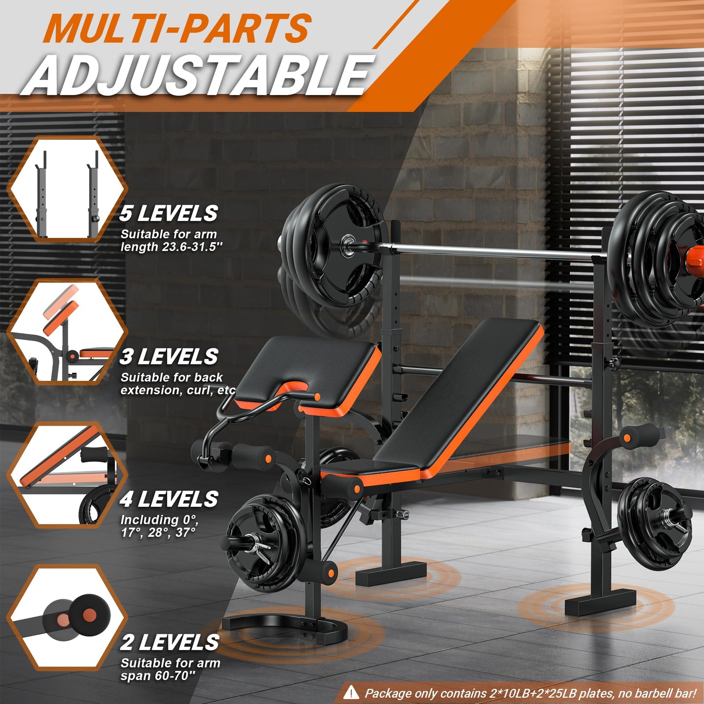XDDIAS Weight Bench, 770LBS Bench Press Set with Leg Extension, 6 in 1 Olympic Weight Bench for Home Gym, Adjustable Workout Bench with Rack & Preacher Pad, Flat Incline Bench for Weight Lifting