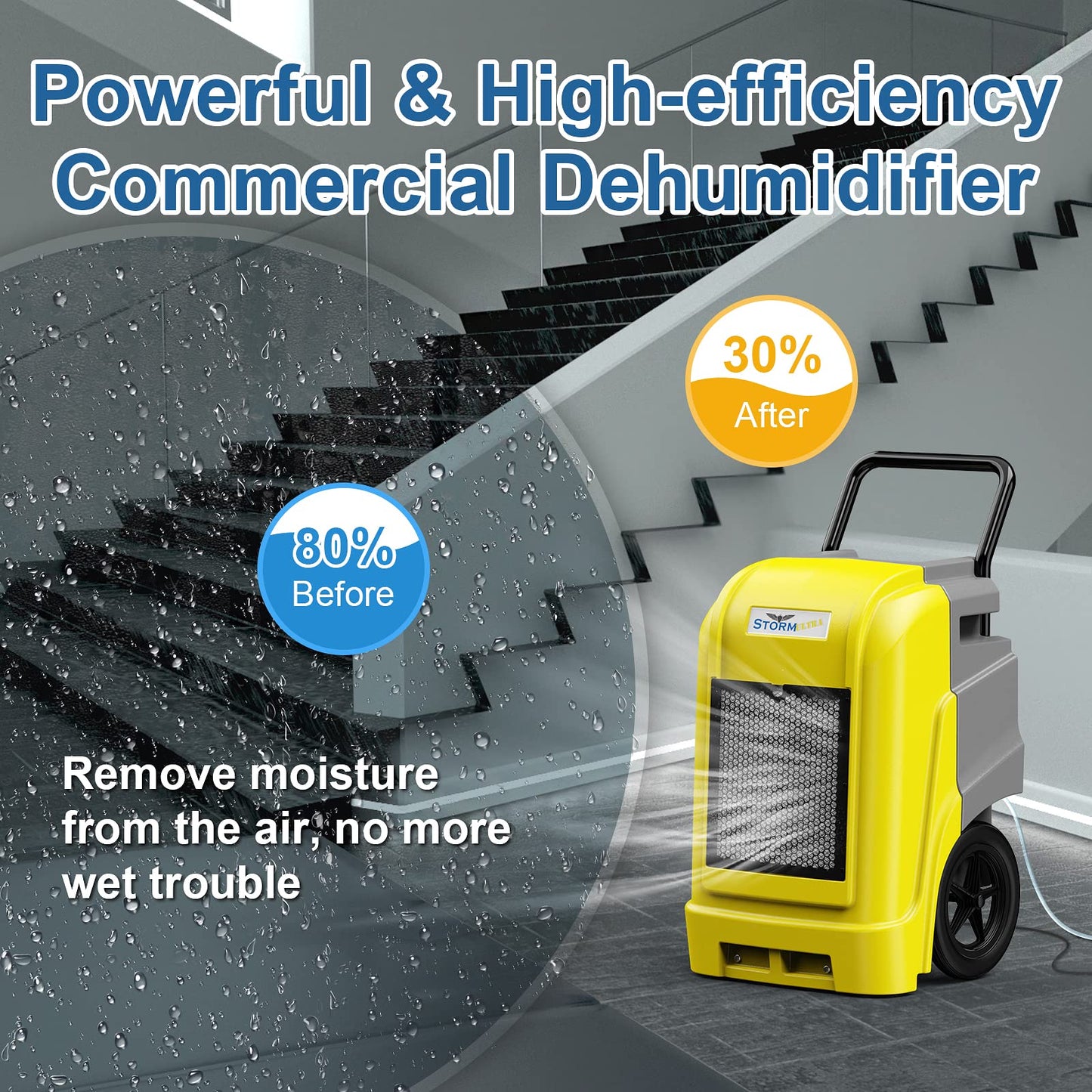 ALORAIR Commercial Dehumidifier with Pump Drain Hose, 190 Pints Smart WiFi Industrial Dehumidifiers Large Capacity for Basements, Garages, Mall & Job Sites, 6 Years Limited Warranty