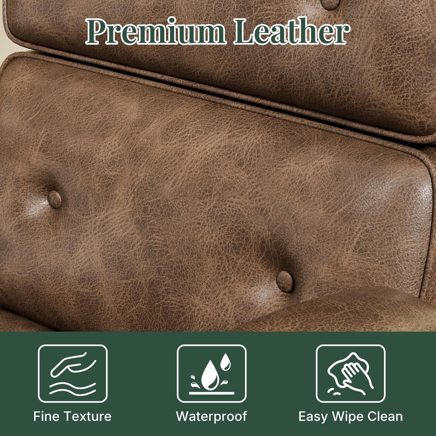 HAPPYMONT Ergonomic High Back Leather Office Chair, Executive Computer Desk Chair with Lumbar Support & Padded Arms, Adjustable Height 360° Rolling Swivel Task Chair for Home Office, Brown