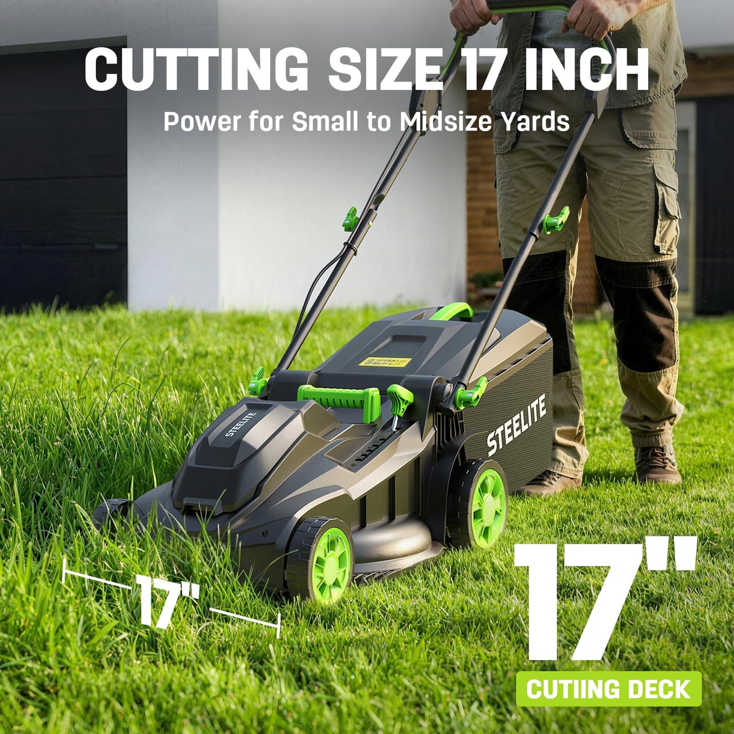 STEELITE 40V (2×20V) Cordless Lawn Care Combo Kit, 17-Inch Electric Lawn Mower, 12 Inch Weed Wacker & 500CFM Leaf Blower, Equipped with 3×4.0Ah Batteries and Dual Chargers
