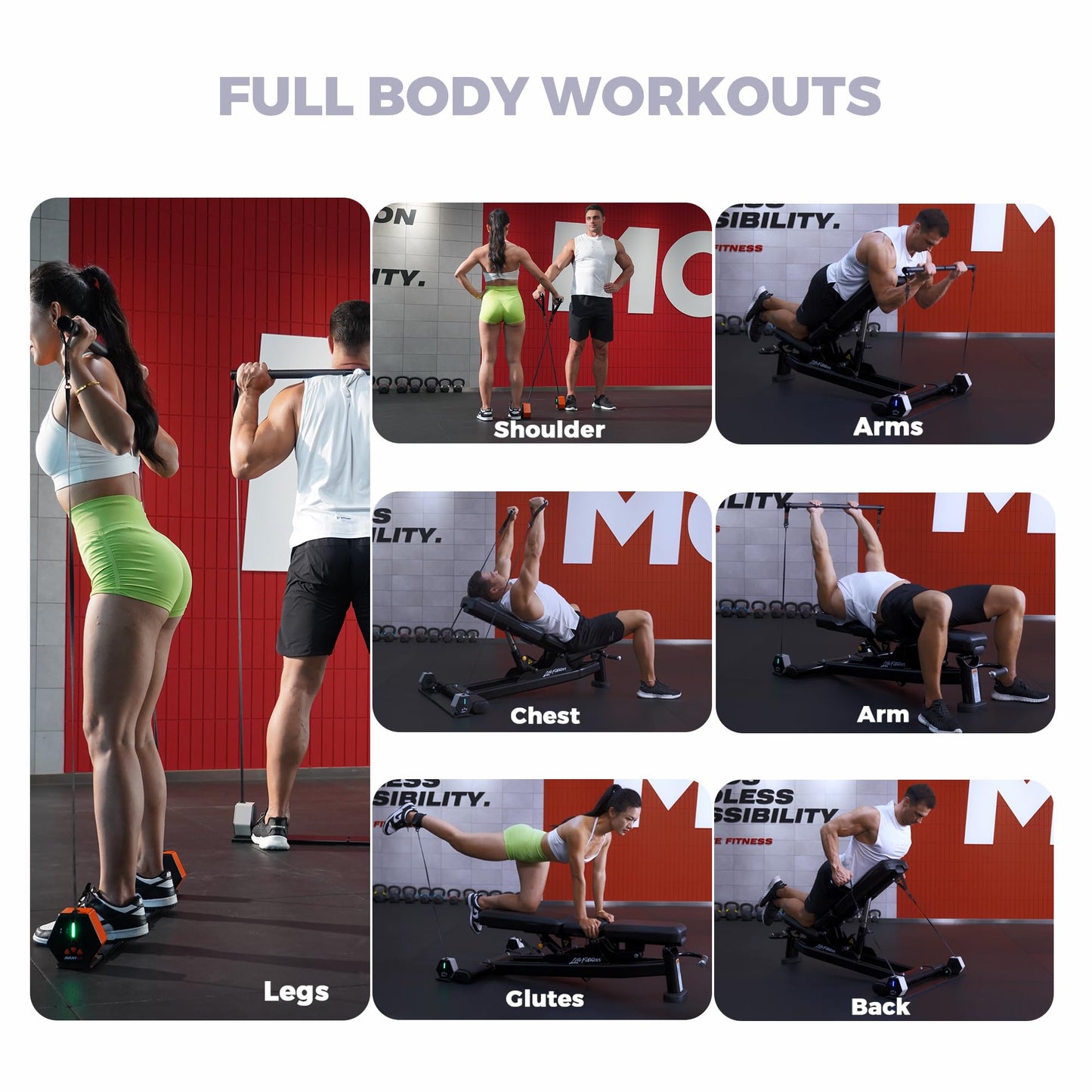 AVANTGO Portable Home Gym, Multifunctional Cable Fitness Machine, Resistance Adjustable Functional Trainer, App & Bluetooth Connection, Full Body Workouts, Fitness Anywhere, Gray