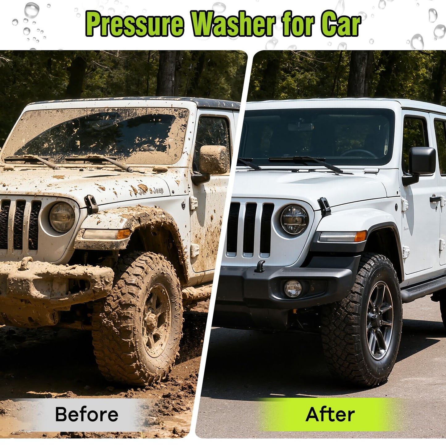 Pressure Washer, Power Washer with 4 Quick Connect Nozzles 1 Foam Cannon, High Pressure Cleaning Machine for Cars/Fences/Driveways/Patios/Farms/Home Cleaning(Bright Green)