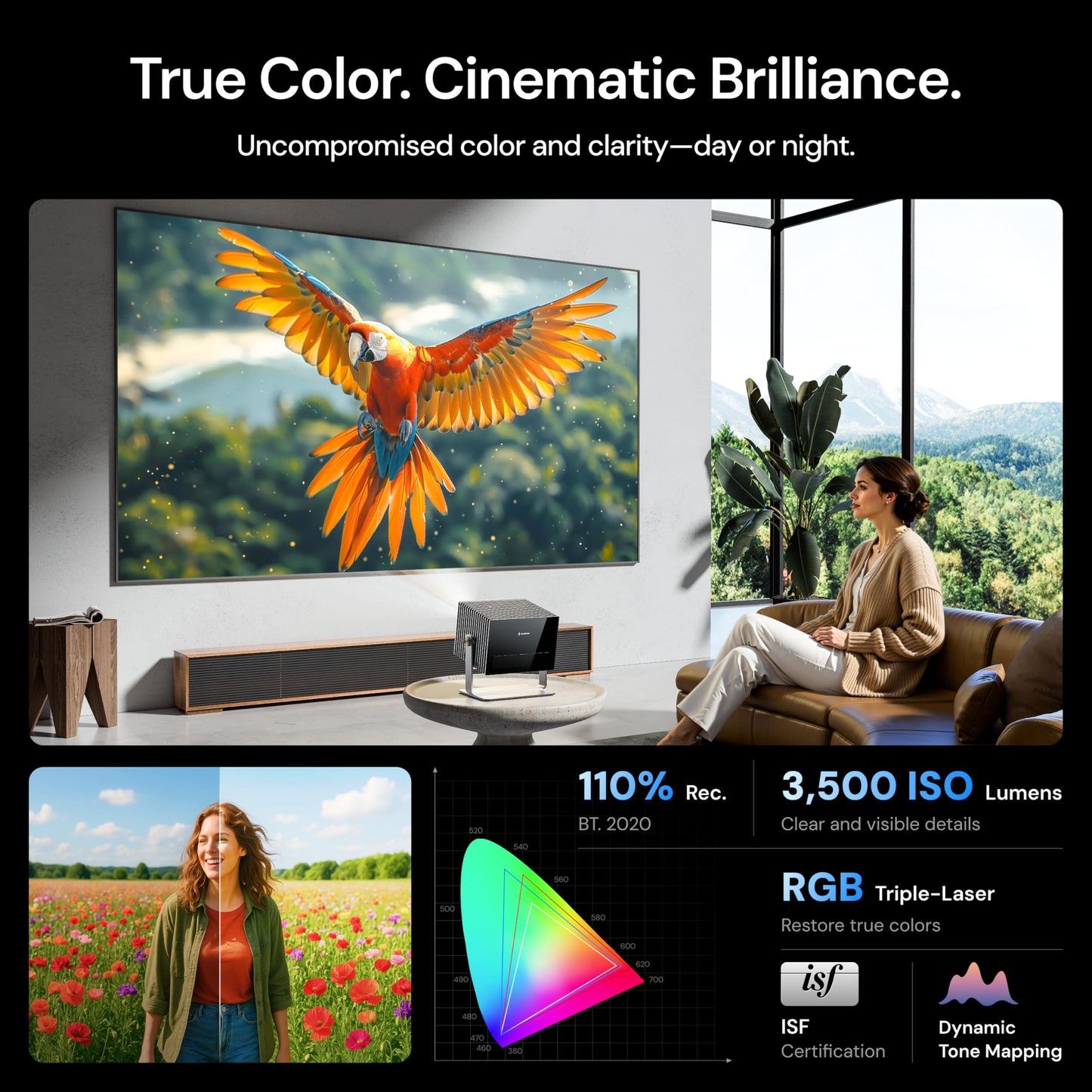 Portable Outdoor Cinema Solution:AWOL Valerion Max 4K Laser Projector with 150" Outdoor Projector Screen and Stand