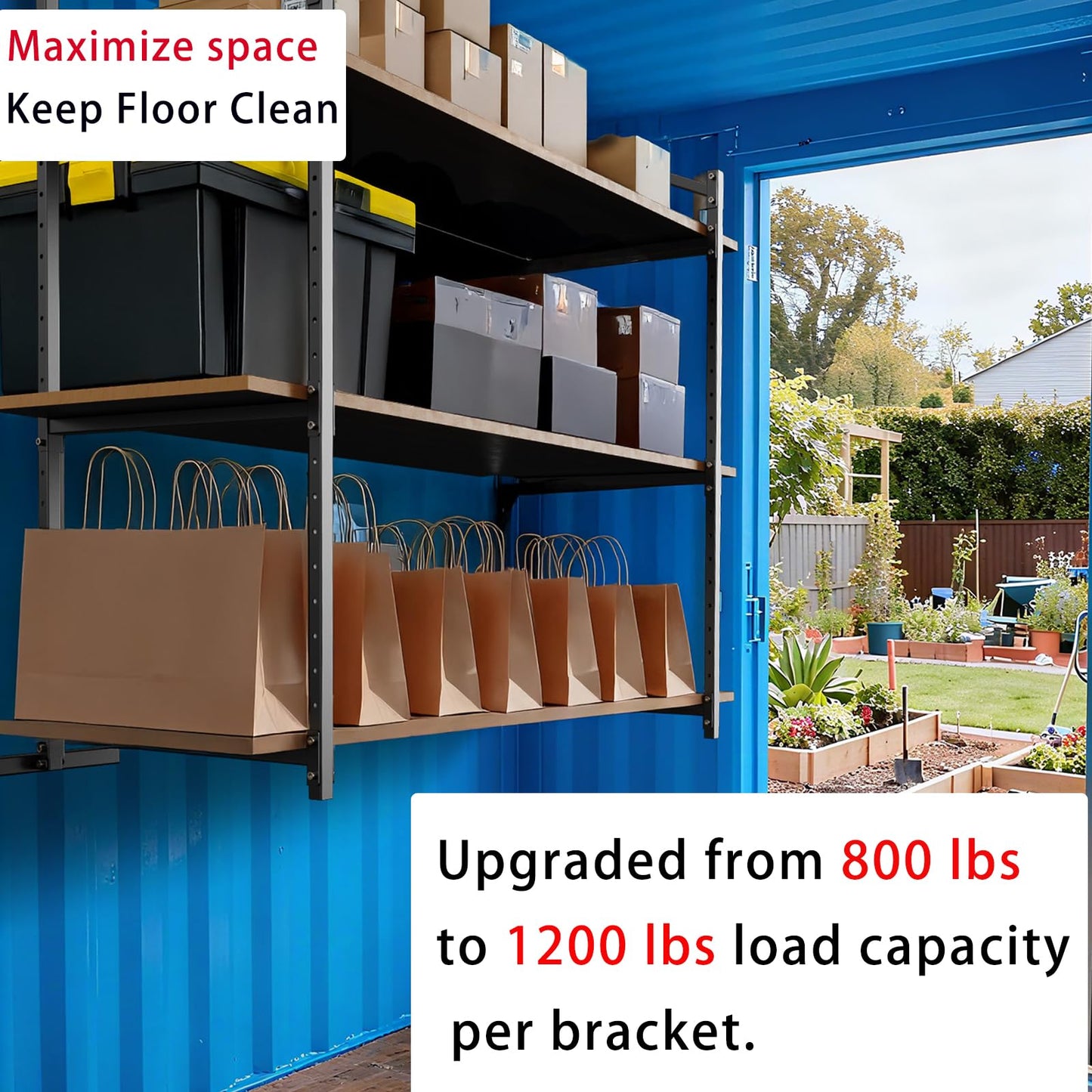 4 Pack Heavy-Duty Shipping Container Shelves with 57"(H) X 18"(W)