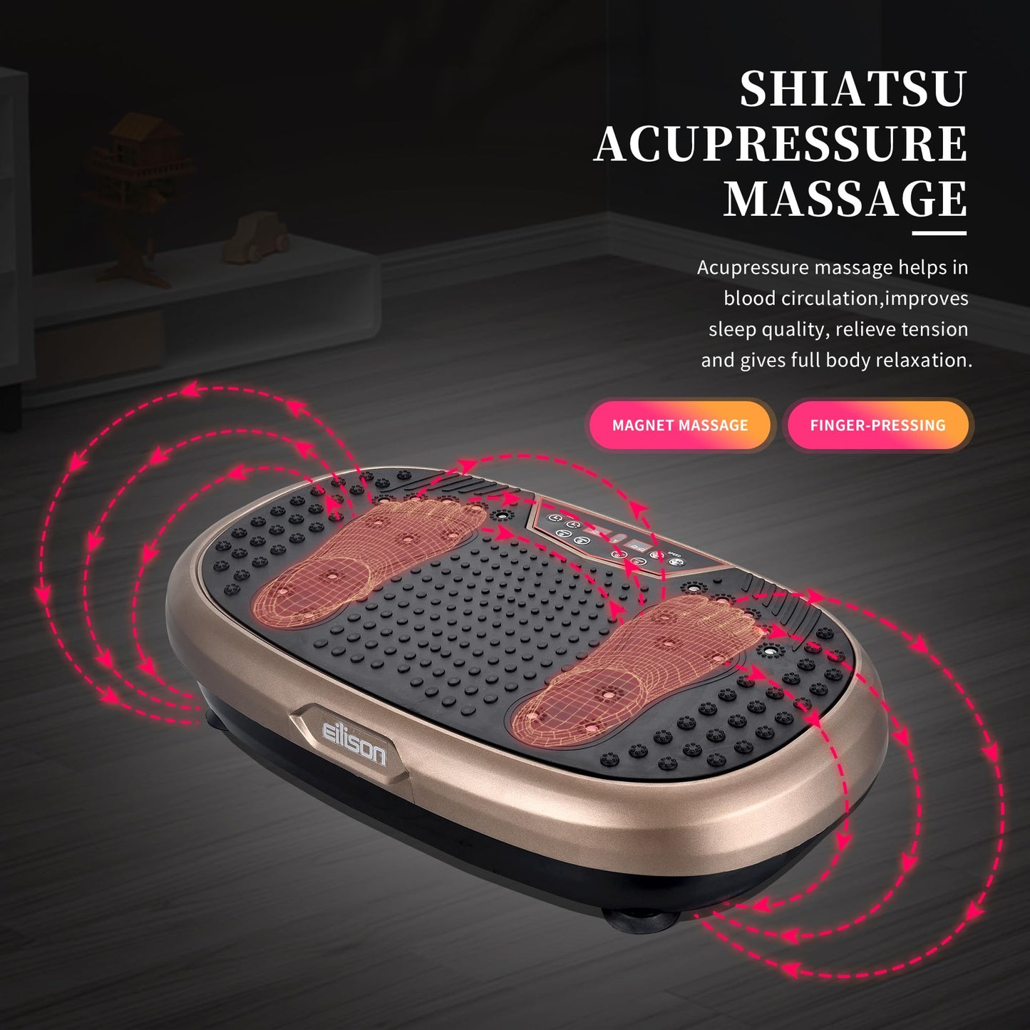 EILISON FitMaxx 3D XL Vibration Plate Exercise Machine - Whole Body Workout Vibration Platform w/Loop Bands - Lymphatic Drainage Machine for Weight Loss, Shaping, Recovery (Fitpro Brown)