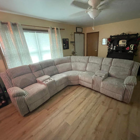 ERYE Oversized L-Shaped Power Reclining Sectional Sofa W/2 Console, Cupholders and USB Ports,Corduroy Power Motion Symmetrical Recliner Couch for Living Room Home Theater