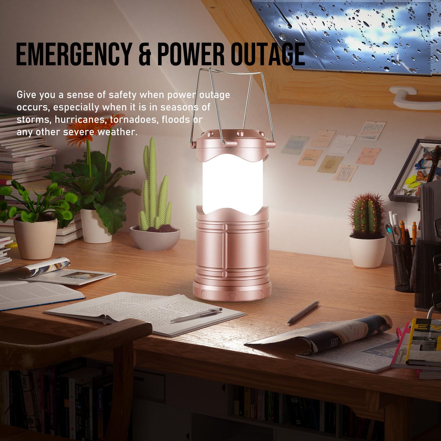 Lichamp LED Camping Lantern, Battery Powered, Portable Collapsible Light, Rose Gold, Model CLS-B004RG, 4 Pack