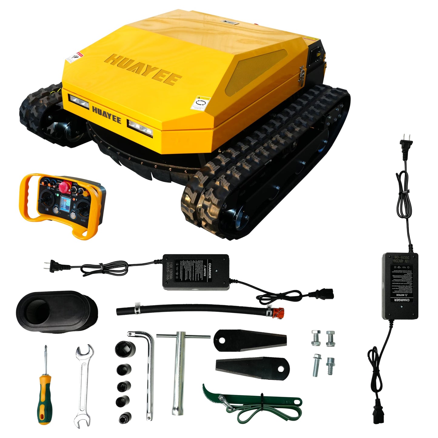 HUAYEE Remote Control Lawn Mower, Robotic Brush Cutter Tracked Mower