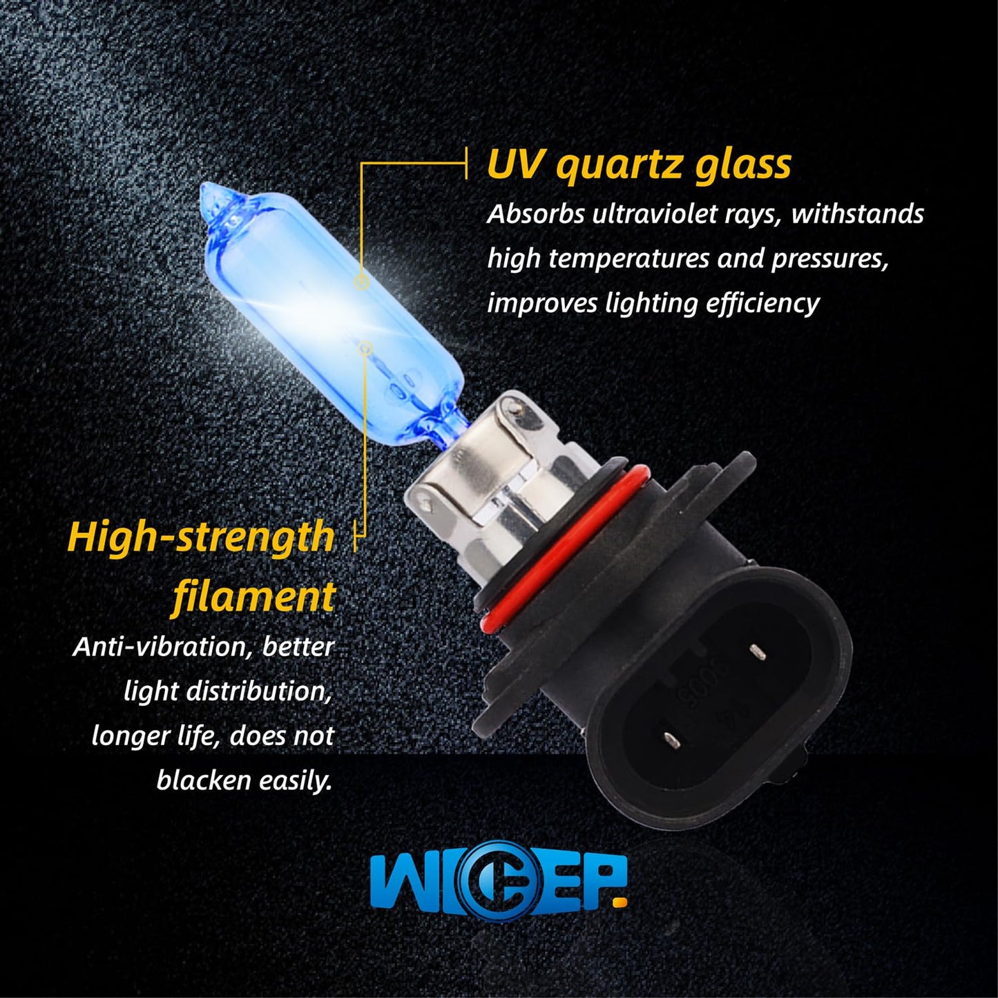 wideep HIR2/9012 Halogen Headlight Bulbs, 12V 55W, 5000K White, Pack of 2