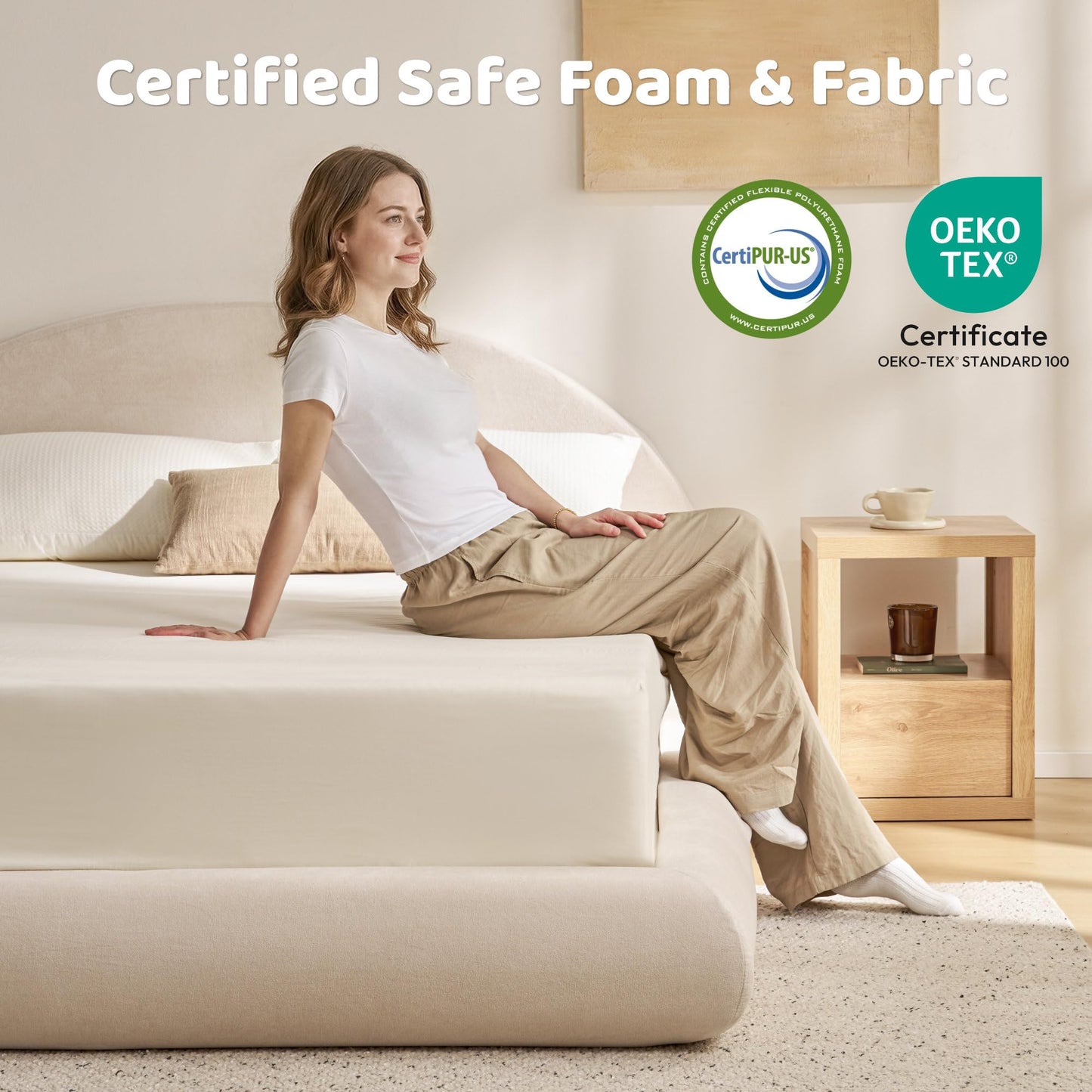 RECCI AirFrame Half-Moon Upholstered Queen Platform Bed Frame, Velvet Curved Arched Base with Headboard, 5 Inch Fully Round Cushioned Foam, No Box Spring Needed, Easy Assembly