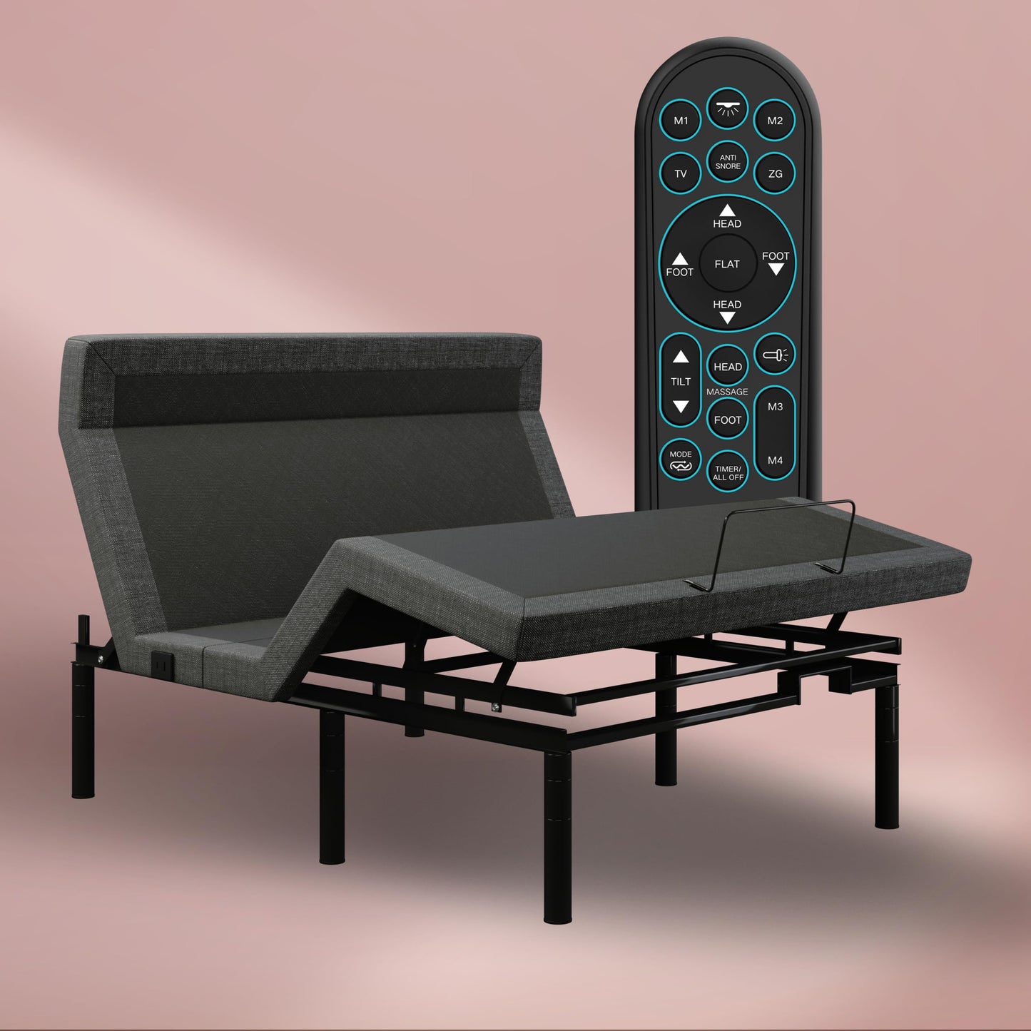 iDealBed 6i Custom Adjustable Bed Base, Pillow Tilt, Wall-Hugger, Wireless, Massage, Memory, Advanced Smooth Silent Operation, Bluetooth, USB Ports, Zero G (King)