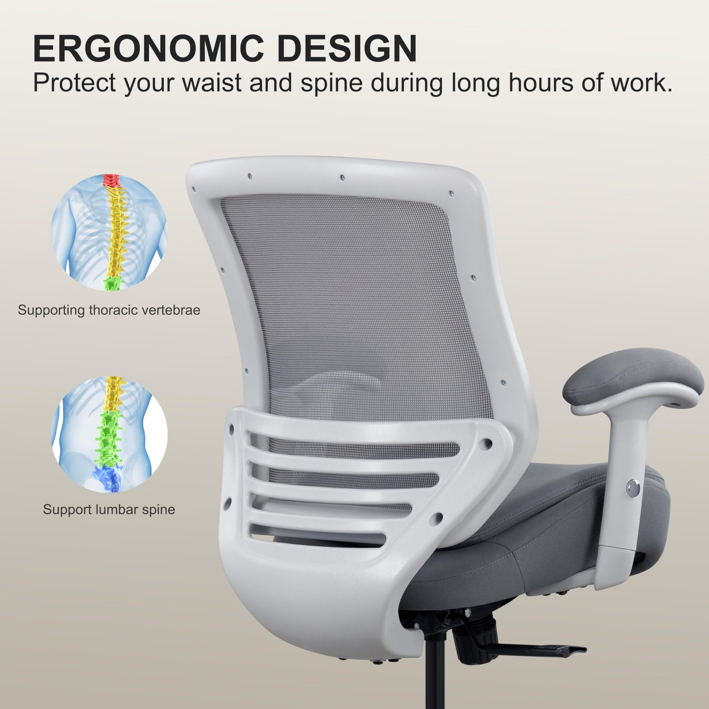 WITTLONG 400lbs Office Drafting Chair Wide Dual Seat Cushion Height Adjustable Armrest for High Standing Desk with Lumbar Support and Enlarged Adjustable Footrest (Light Gray Frame Light Gray Fabric)