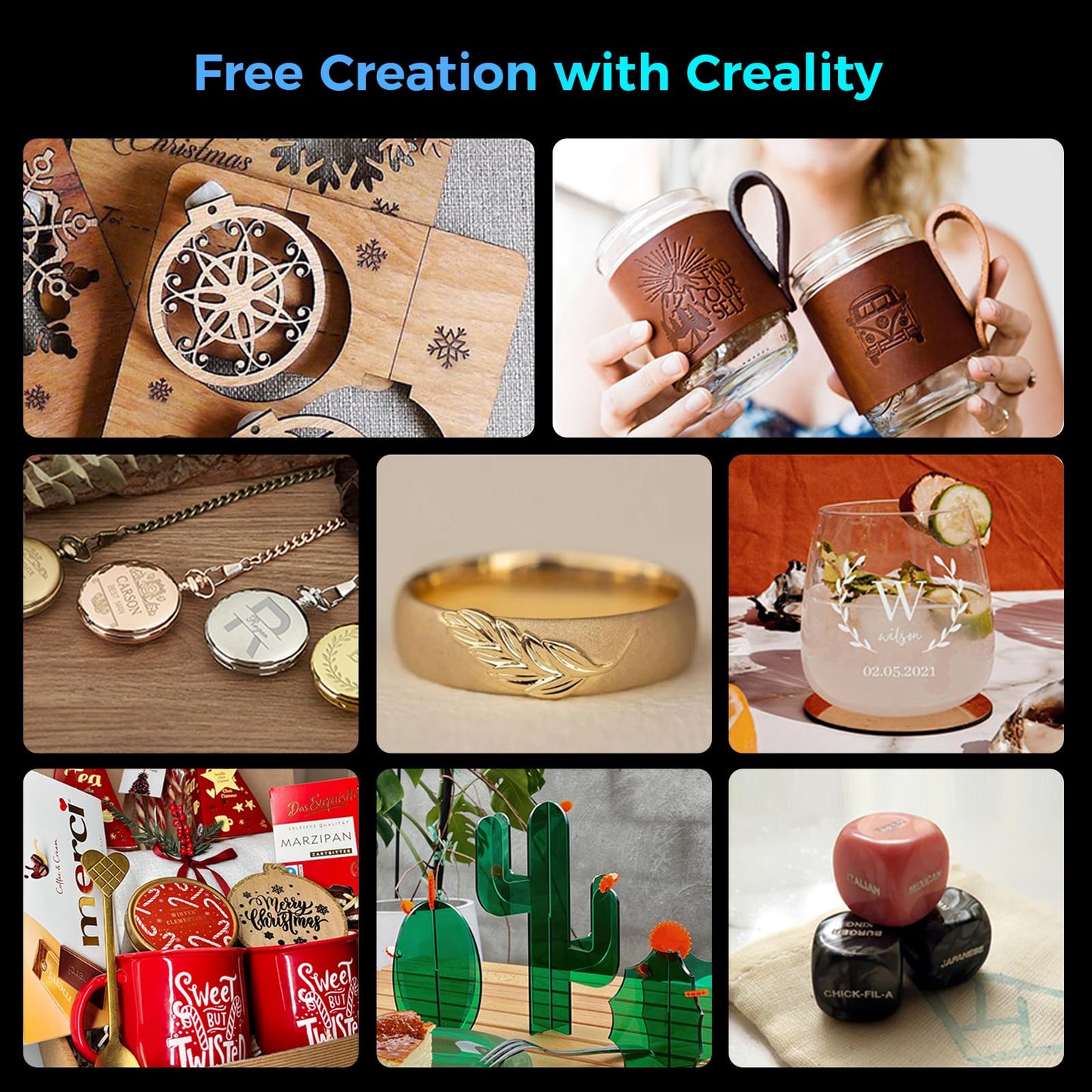 Creality Laser Engraver Falcon2 Pro S 22W, Auto Focus Desktop Diode Laser Cutter and Engraving Machine with Enclosure, Smart Camera, Air Assist for Wood Acrylic Leather Stone Metal