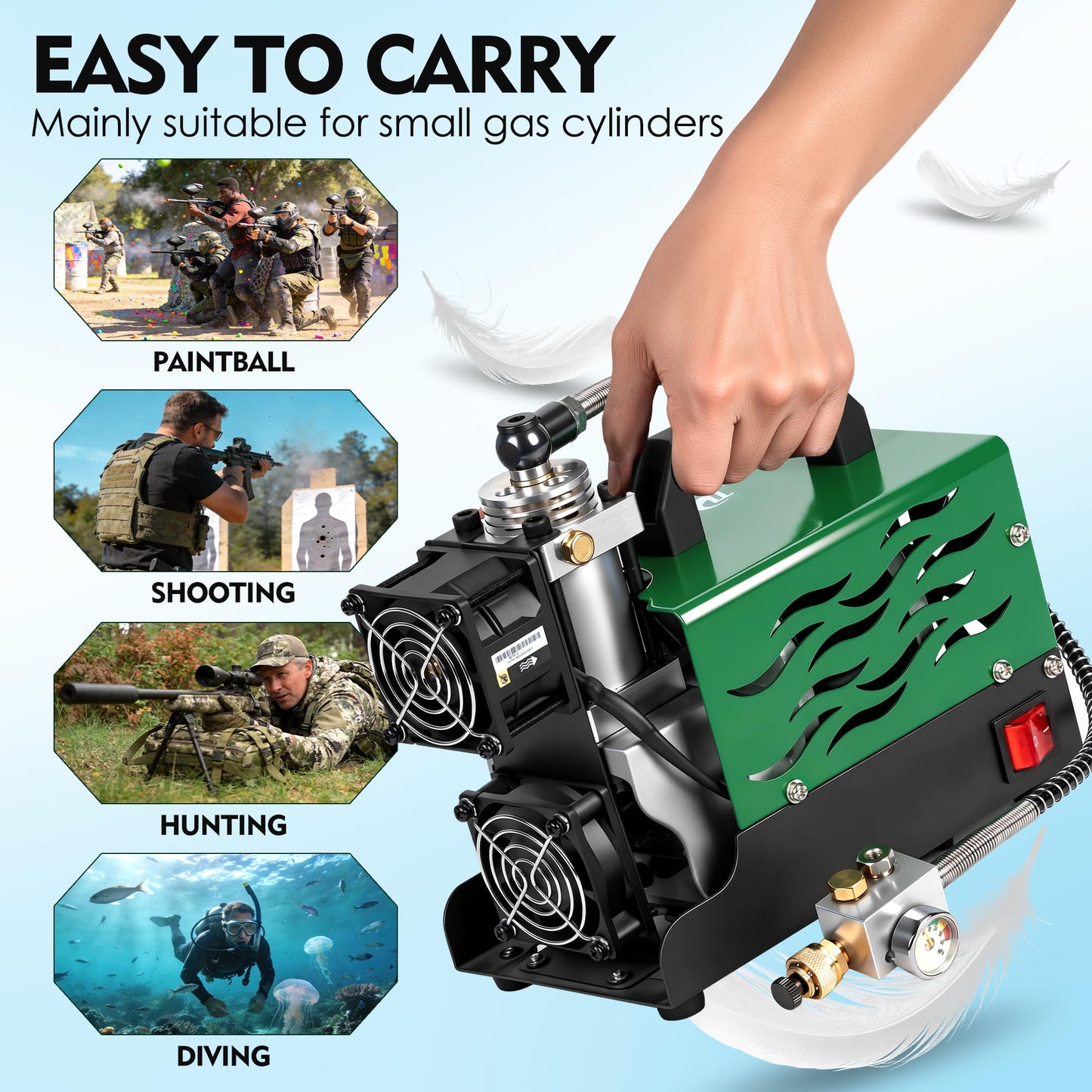 TUDIVING-Portable PCP Air Compressor | 12V DC/110V AC | Scuba Compressor