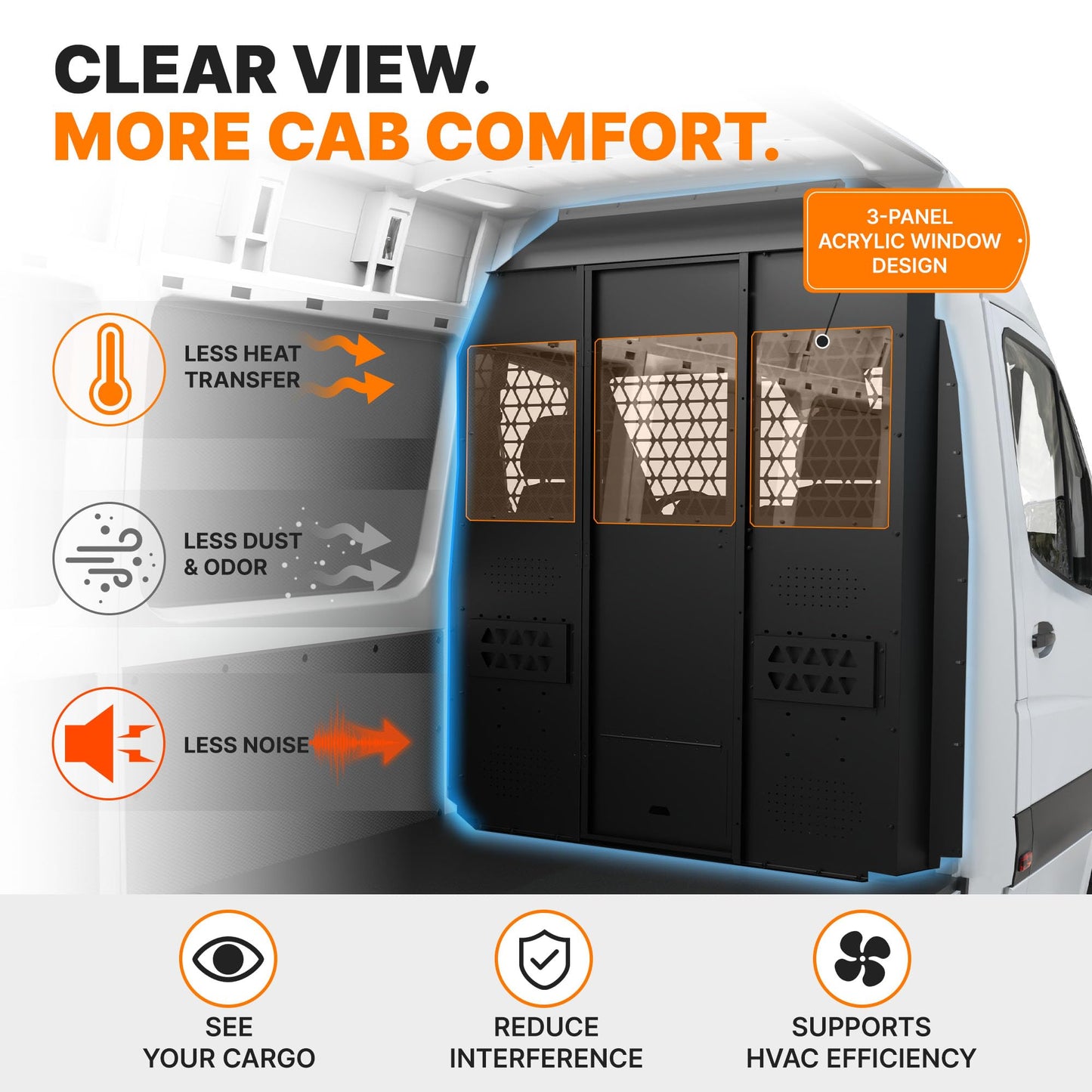 MELIPRON Van Partition Bulkhead Fit for Sprinter High Roof