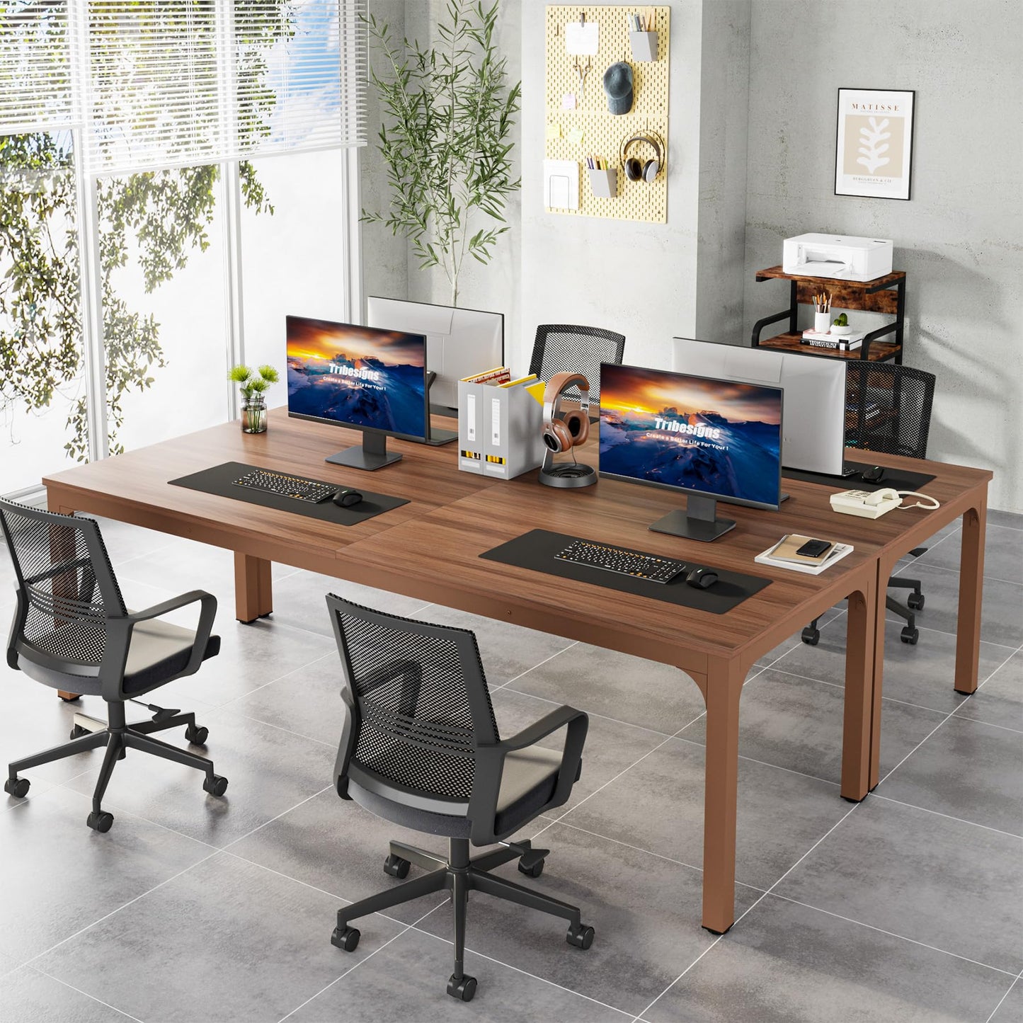 Tribesigns 78.7 Inches Extra Long Computer Desk 2 Person Desk, Double Long Desk, Workstaion for Home Office, Coffee Brown