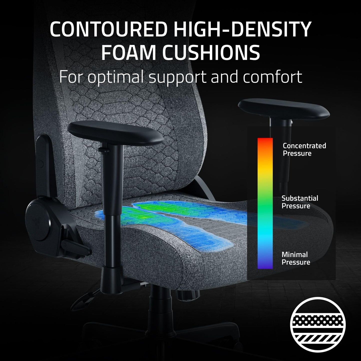 Razer Iskur V2 X Ergonomic Gaming Chair: Built-in Lumbar Support - Widened Seat - High Density Foam Cushions - Adjustable 152 Degree Recline - 2D Armrests - Plush Fabric Finish - Light Gray Edition