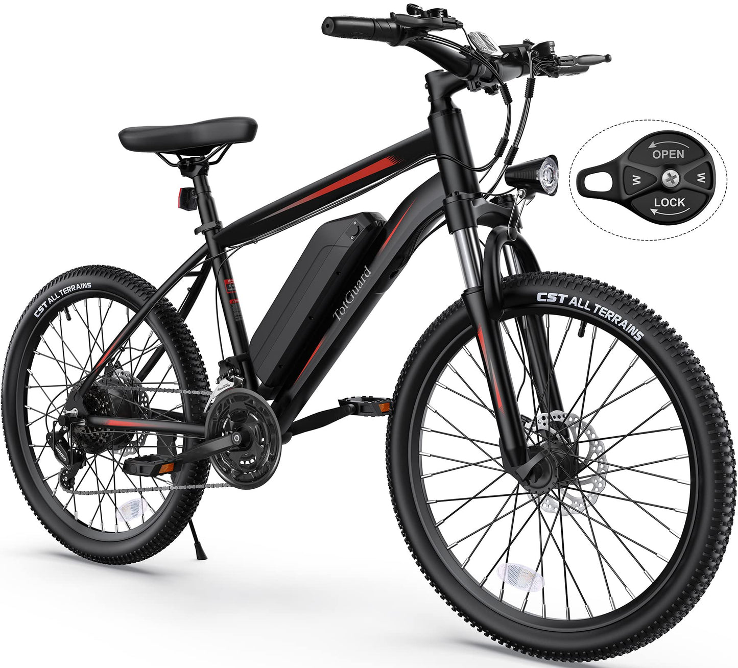 TotGuard Electric Bike for Adults, 26'' Ebike with Peak 500W Motor, Up to 50 Miles Electric Mountain Bike with Lockable Suspension Fork, Eletric Bicycle with 36V 374Wh Battery, 21 Speed, LCD Display