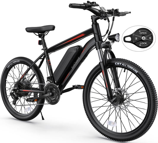 TotGuard Electric Bike for Adults, 26'' Ebike with Peak 500W Motor, Up to 50 Miles Electric Mountain Bike with Lockable Suspension Fork, Eletric Bicycle with 36V 374Wh Battery, 21 Speed, LCD Display