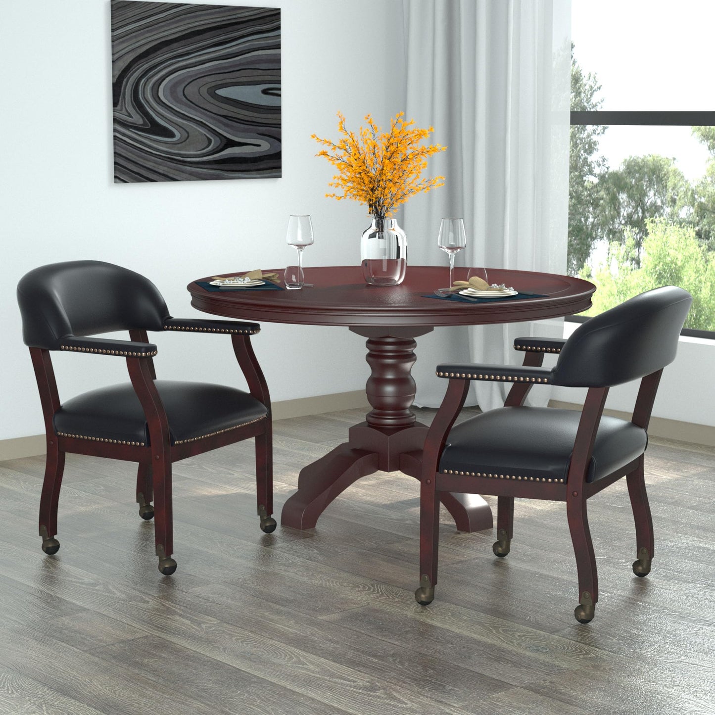 Boss Captain’s Chair In Black Vinyl W/ Casters