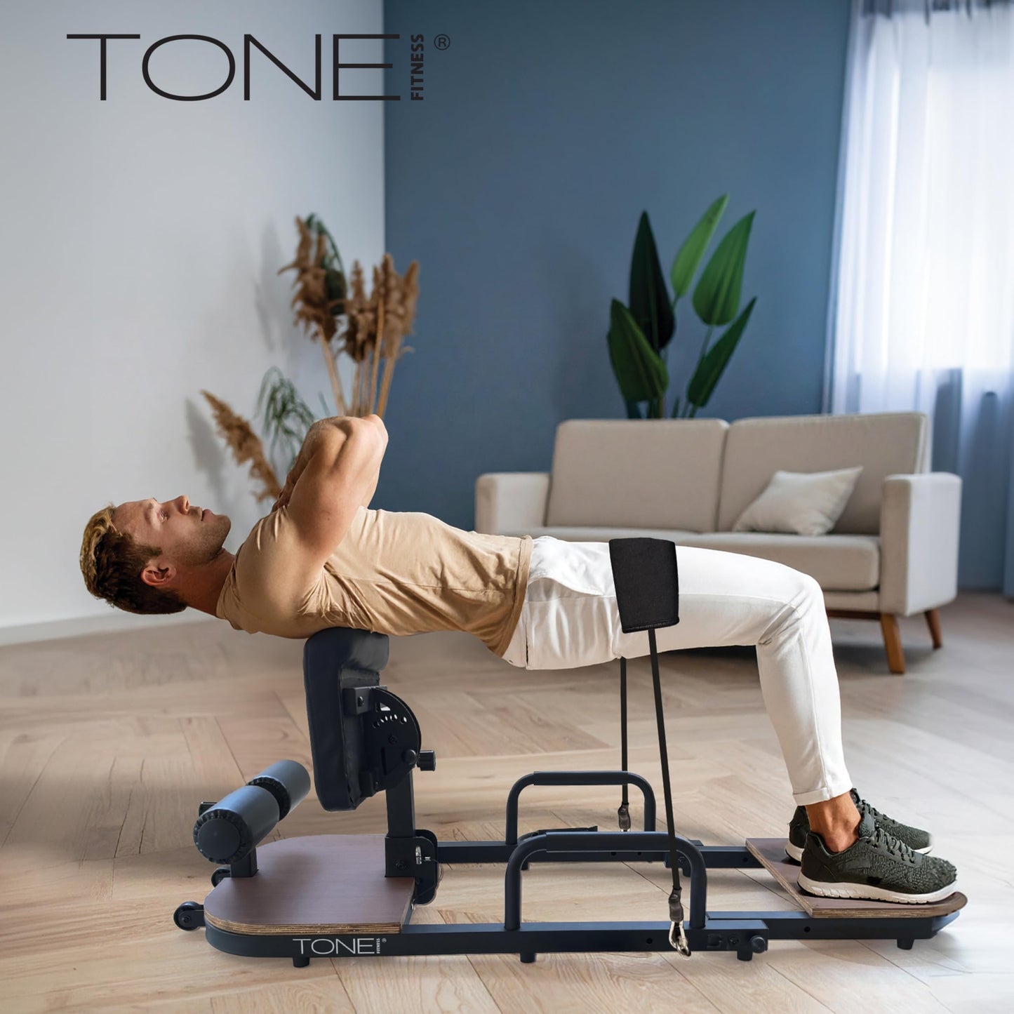 Tone Fitness Foldable Hip Thrust & Glute Exercise Machine | Adjustable Sissy Squat, Core & Leg Trainer | Compact Multi-Purpose Home Gym Equipment | Classic Gray