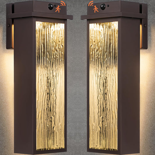 VenzBlomia 20·LED Outdoor Wall Sconce, Motion Sensor, Waterproof, Oil Rubbed Bronze, 2 Pack