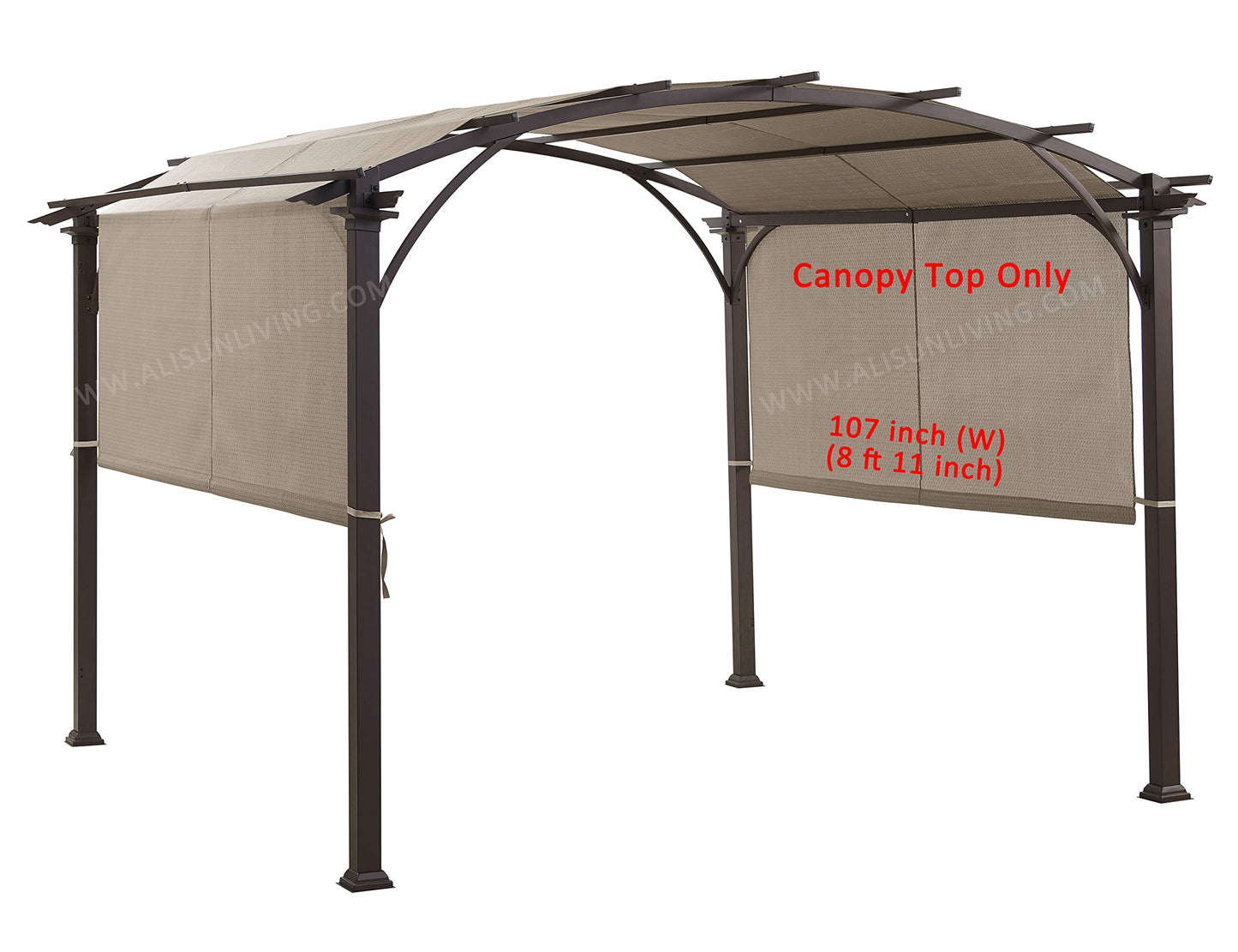 ALISUN Replacement Sling Canopy (with Ties) for the Lowe's Garden Treasures 10 FT Pergola #S-J-110 & TP15-048C, 193" (L) x 105" (W) (Beige) (Canopy TOP ONLY)