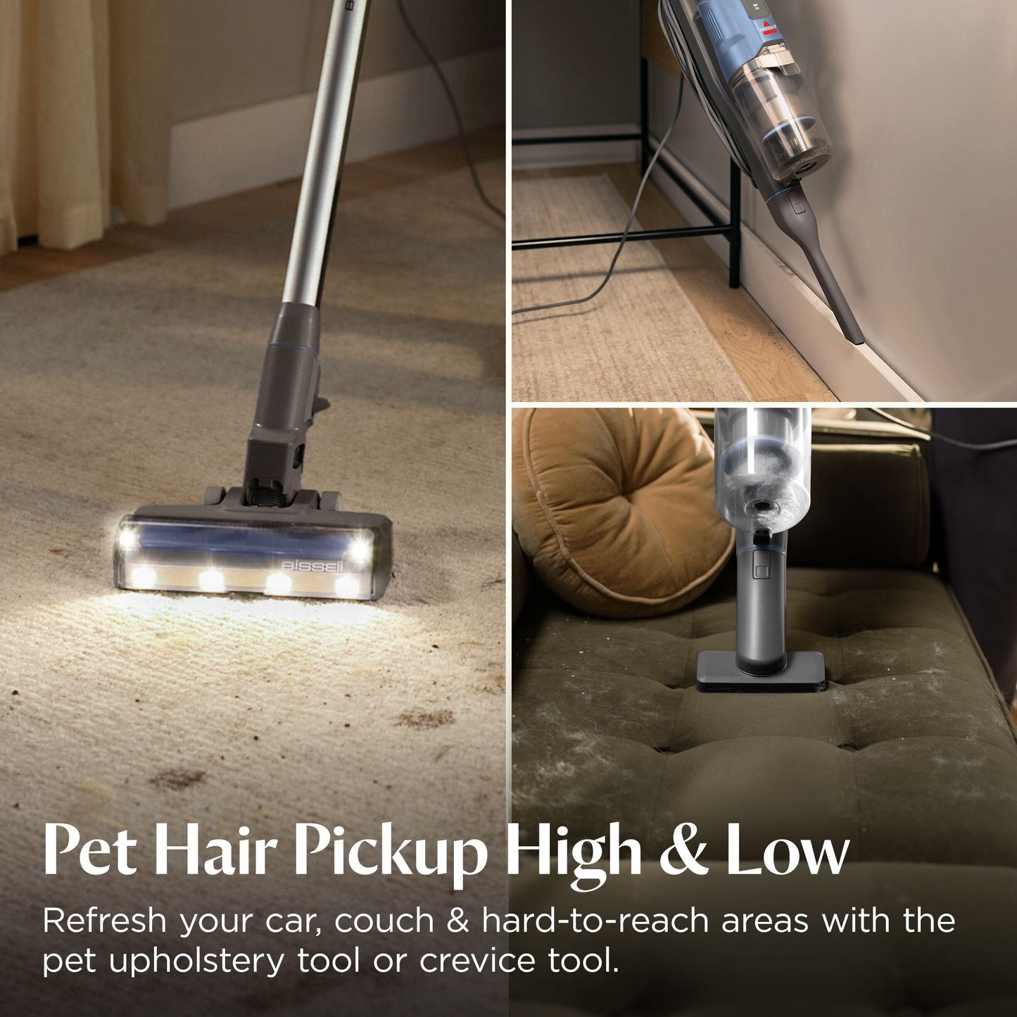 Bissell PowerClean FurFinder Corded Stick Vacuum, Tangle-Free Brush Roll, 30-Foot Power Cord, Self-Standing, HEPA Filtration, Bright Headlights, 4282K