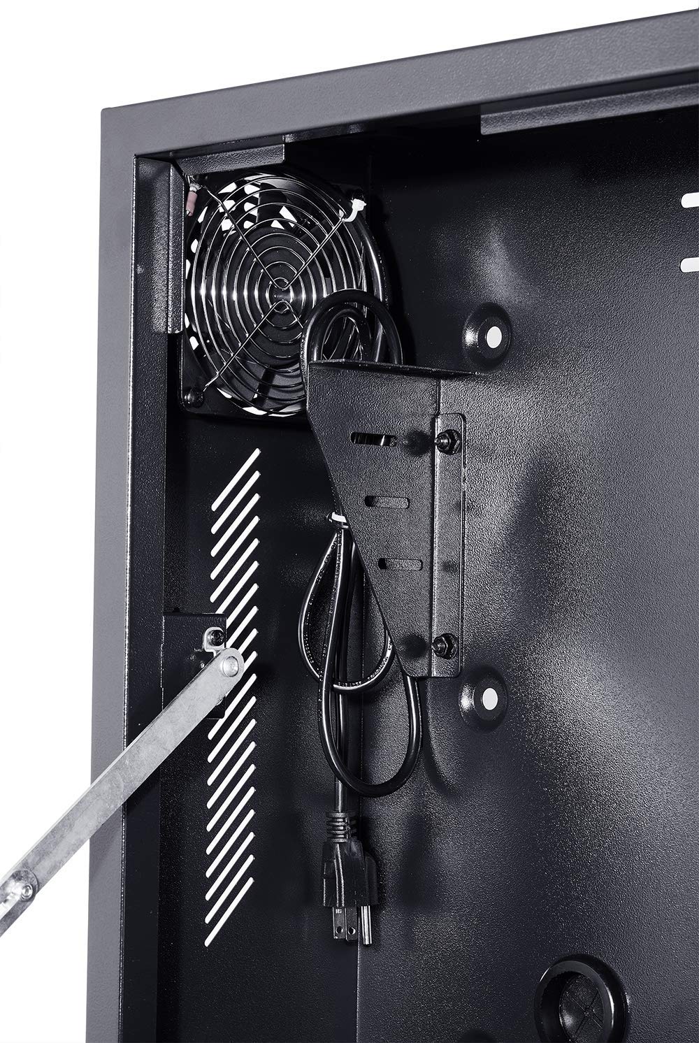 Kenuco Heavy Duty 16 Gauge Steel DVR Security Lockbox with Fan and Swing Open Top (24'' x 21'' x 8'' Black)
