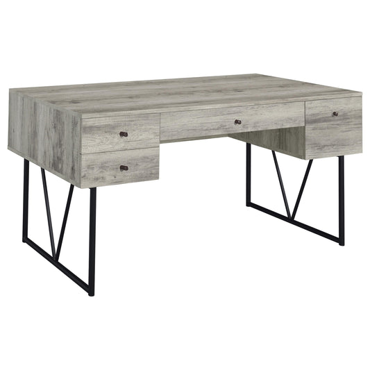 Coaster Home Furnishings Analiese Rustic 63-Inch 4-Drawer Home Office Computer Writing Desk Study Table with Storage Engineered Eco-Friendly Wood Look Laminate Sturdy Steel Grey Driftwood 801999