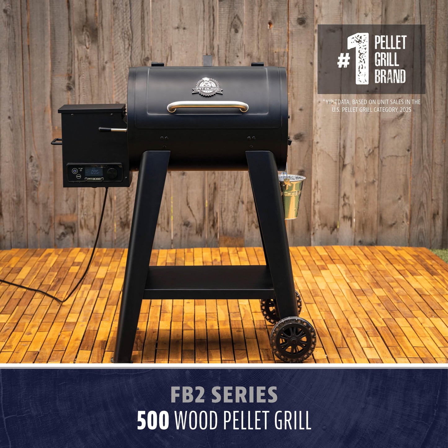 Pit Boss 500 FB2 Series Wood Pellet Grill & Smoker with Flame Broiler and LCD Digital Controller, 518-Sq. In. Cooking Space, 180°F to 500°F Temperature Range, Meat Probe, 5 lb. Pellet Hopper, Black