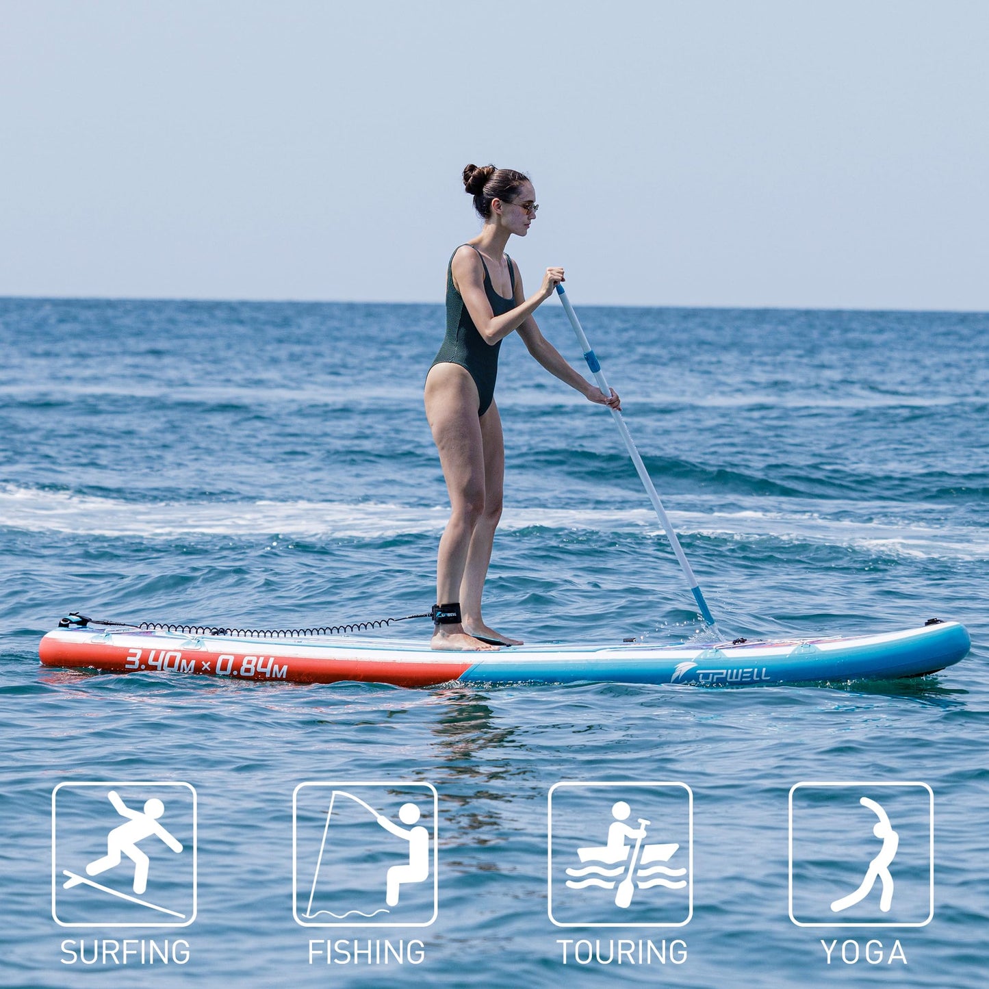 UPWELL 11’2”Inflatable Stand Up Paddle Board with Kayak Seat, Premium SUP Paddle Boards for Adults, Blow up Paddle Boards 6” Thick, Lava